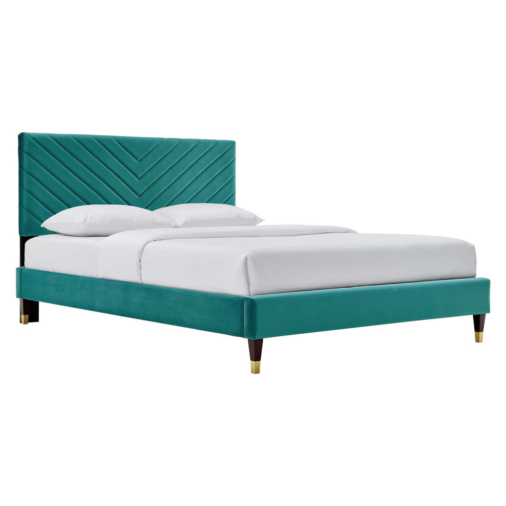 Roxanne Performance Velvet Queen Platform Bed By Modway - MOD-6286 | Beds | Modishstore - 17