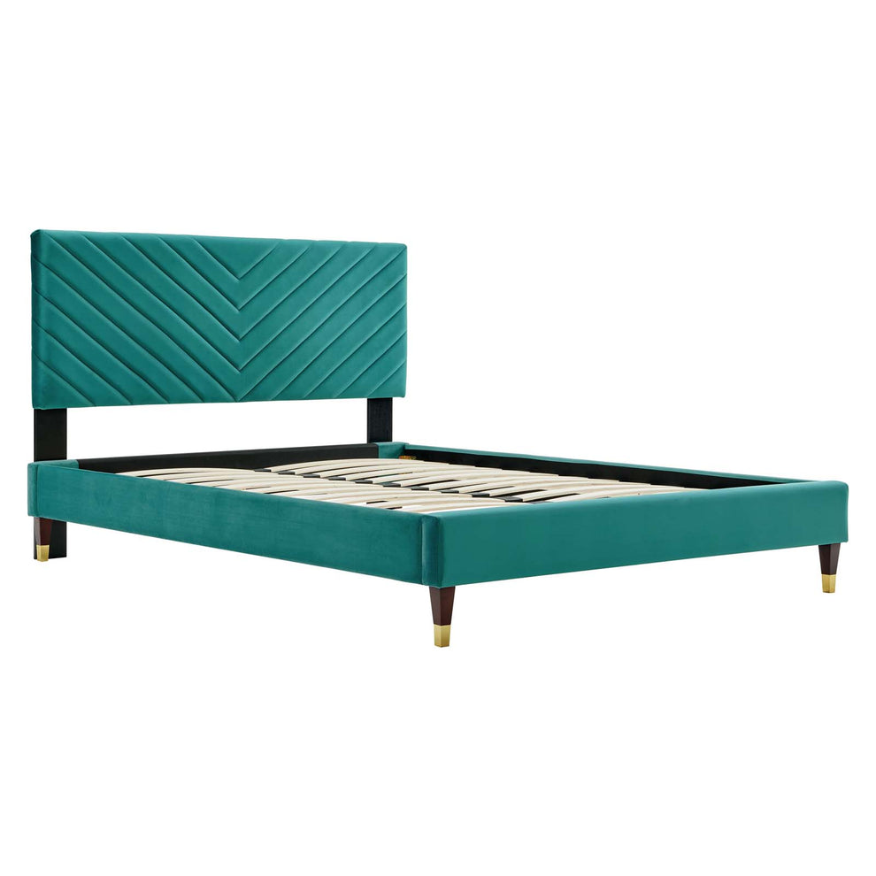 Roxanne Performance Velvet Queen Platform Bed By Modway - MOD-6286 | Beds | Modishstore - 18