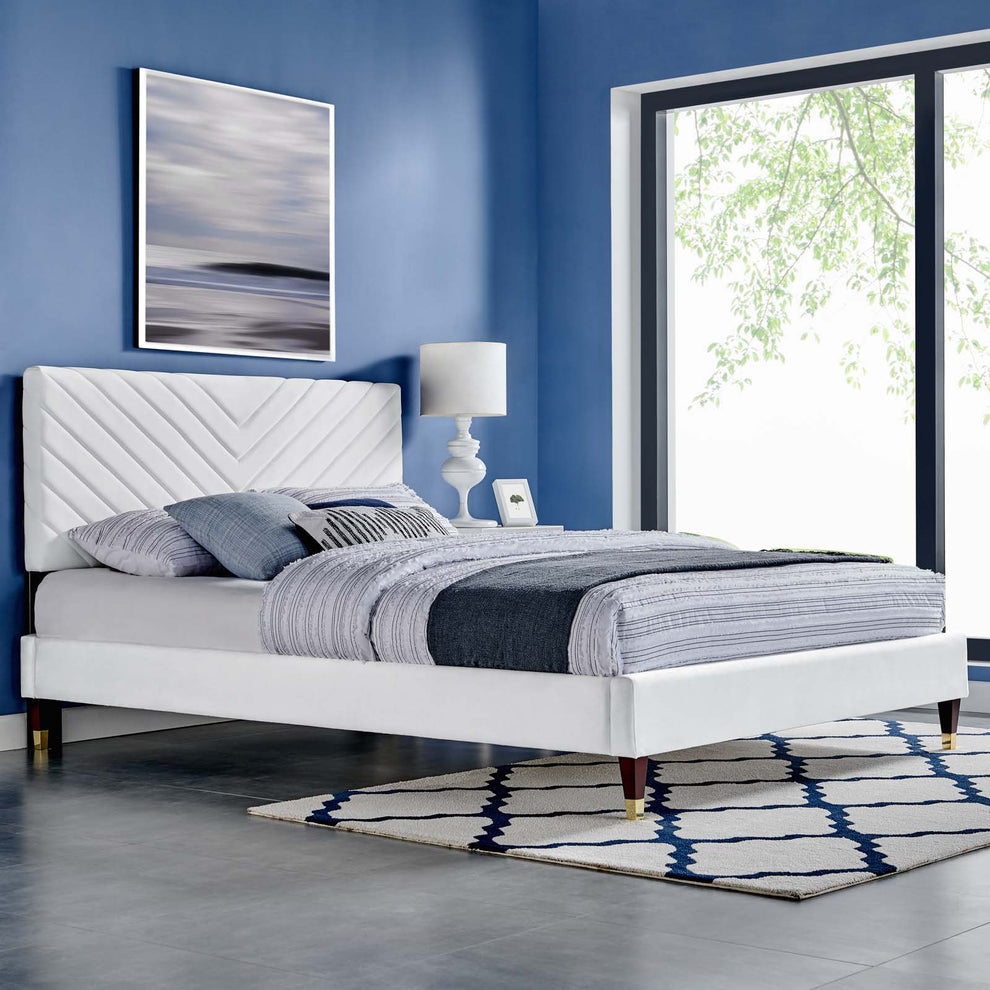 Roxanne Performance Velvet Queen Platform Bed By Modway - MOD-6286 | Beds | Modishstore - 27