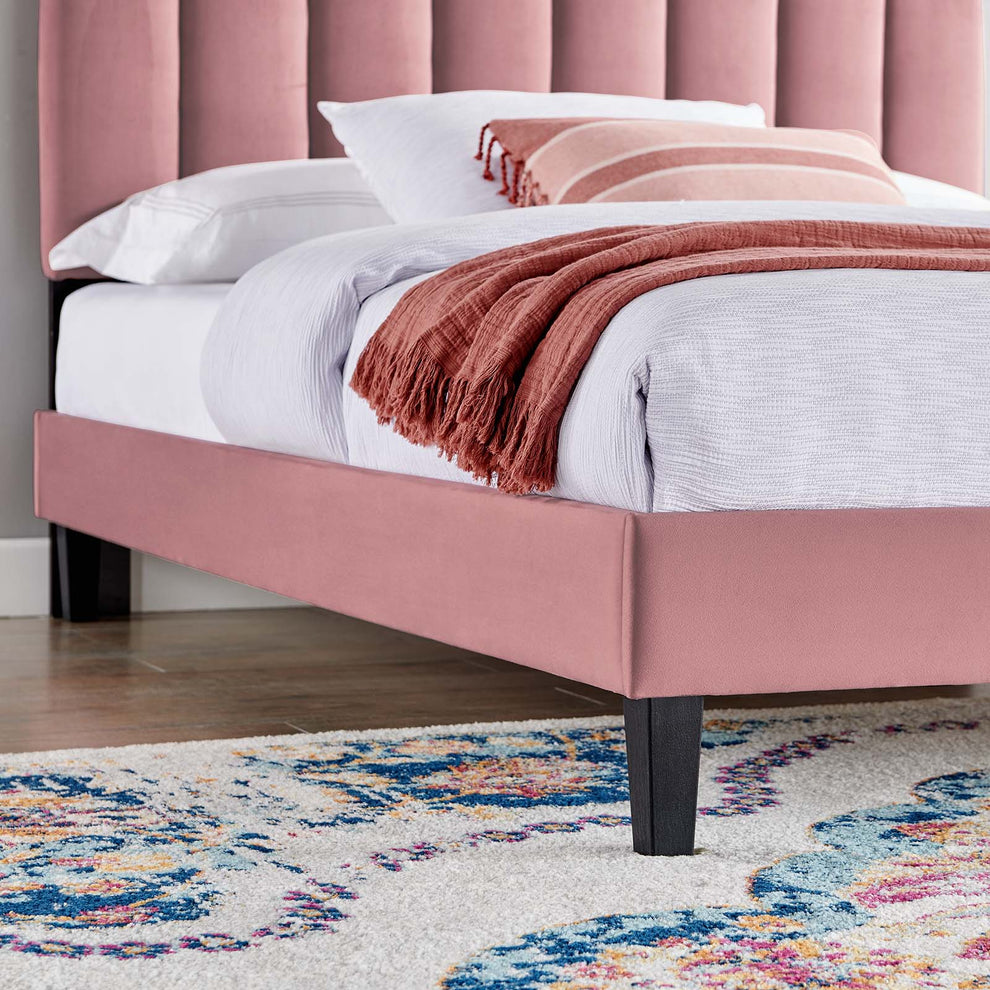 Daisy Performance Velvet Queen Platform Bed By Modway - MOD-6287 | Beds | Modishstore - 18
