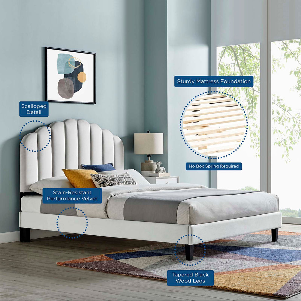 Daisy Performance Velvet Queen Platform Bed By Modway - MOD-6287 | Beds | Modishstore - 27