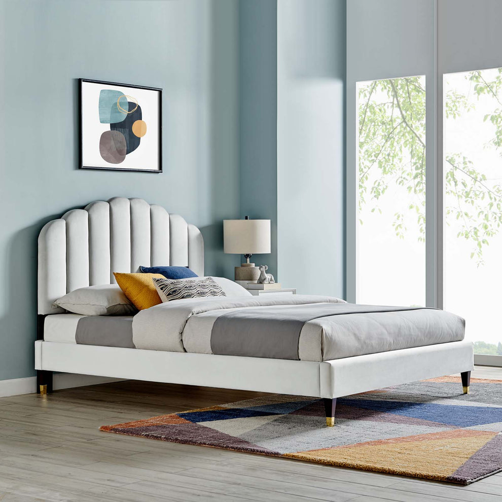 Daisy Performance Velvet Queen Platform Bed By Modway - MOD-6288 | Beds | Modishstore - 19
