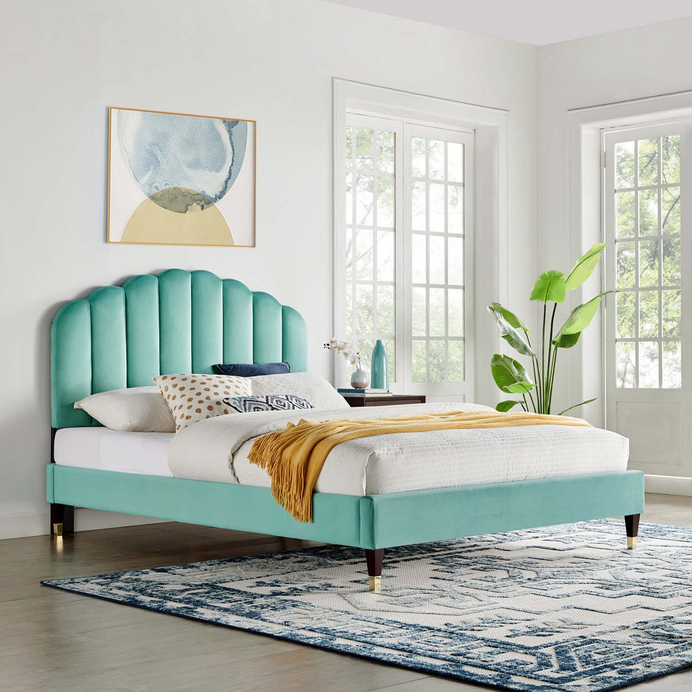 Daisy Performance Velvet Queen Platform Bed By Modway - MOD-6288 | Beds | Modishstore - 26