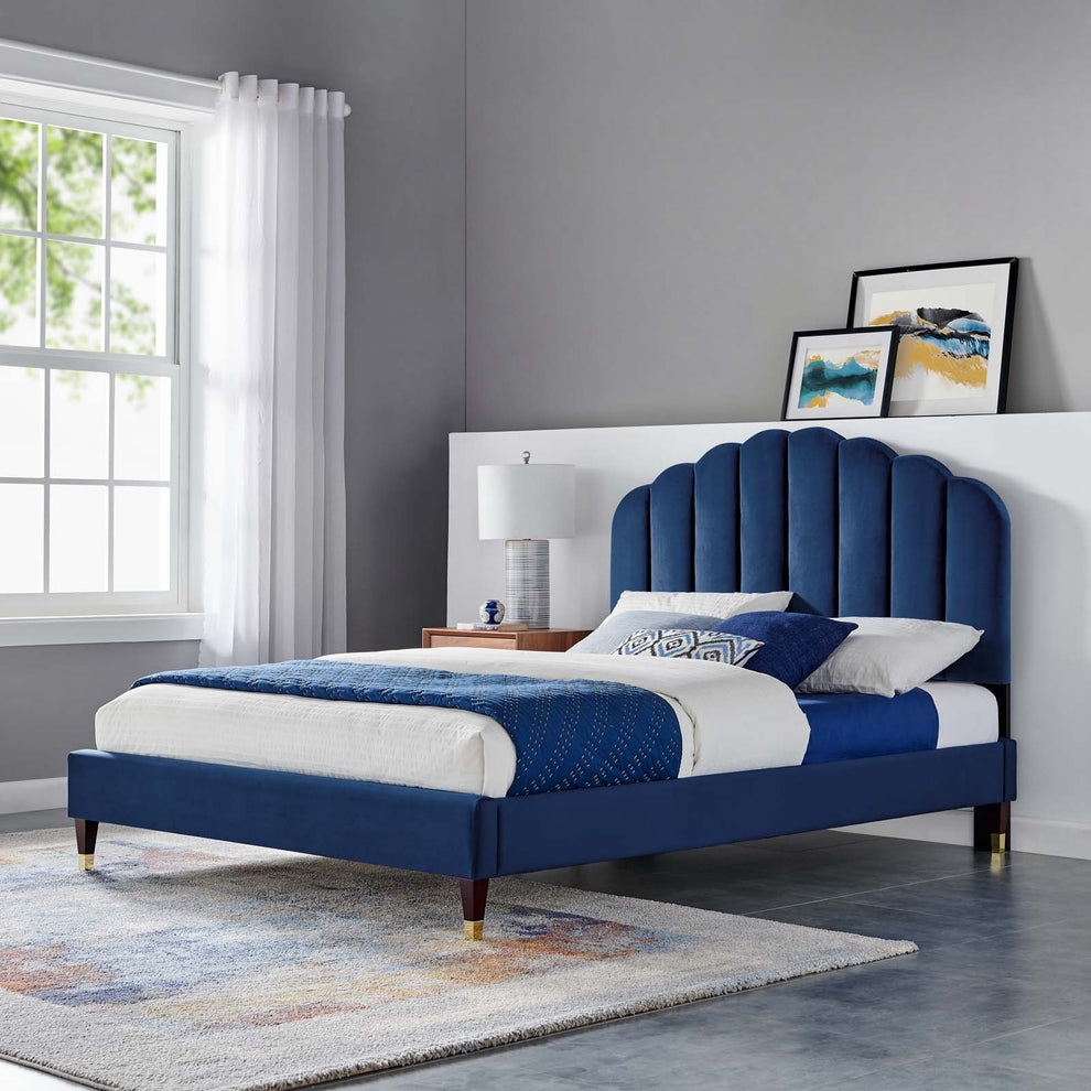 Daisy Performance Velvet Queen Platform Bed By Modway - MOD-6288 | Beds | Modishstore - 31