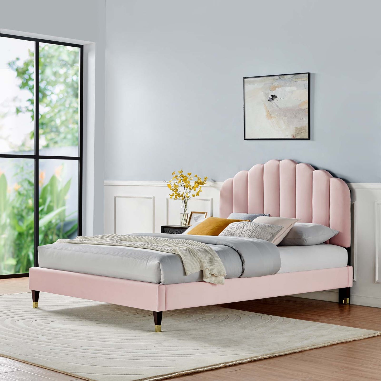 Daisy Performance Velvet Queen Platform Bed By Modway - MOD-6288 | Beds | Modishstore - 37