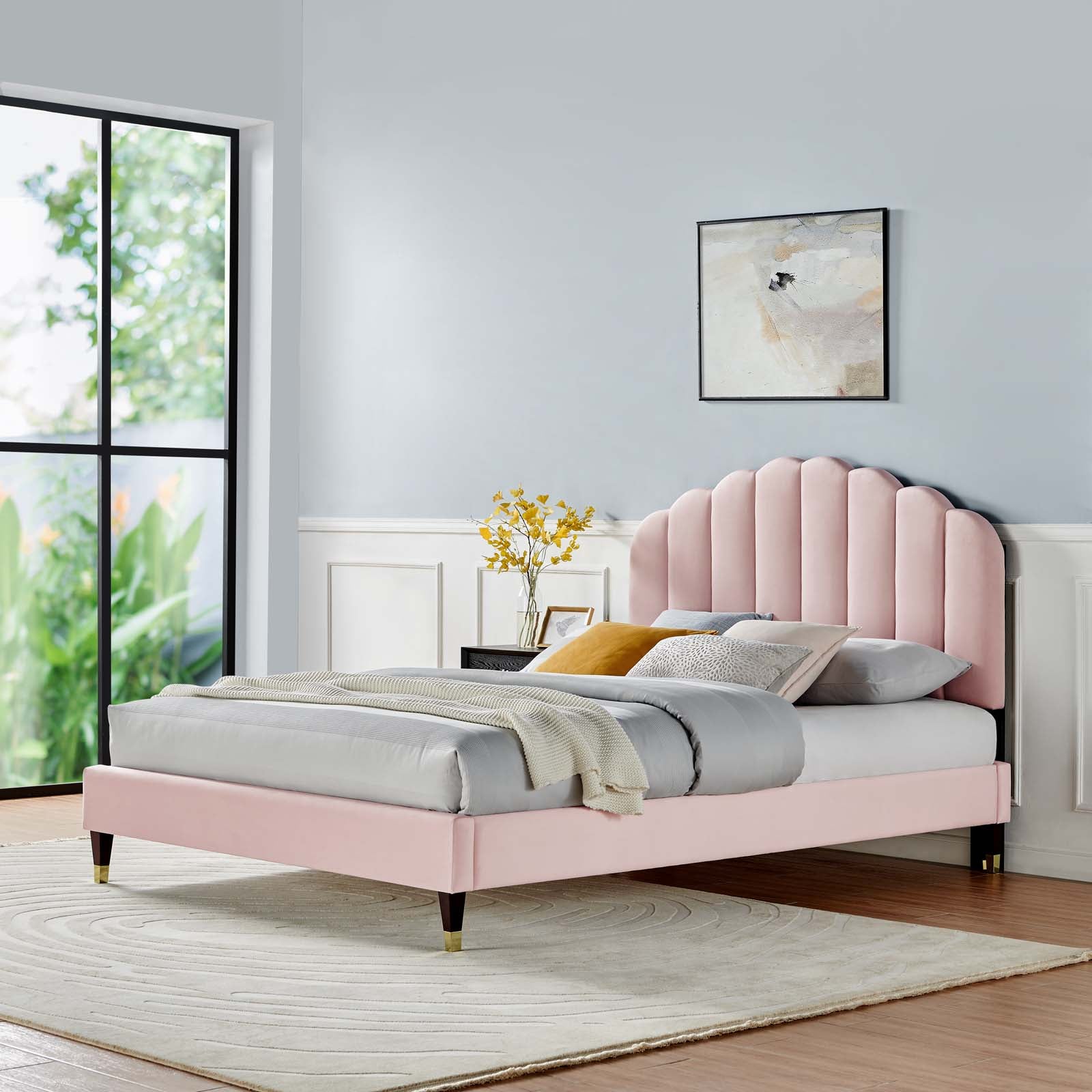 Daisy Performance Velvet Queen Platform Bed By Modway - MOD-6288 | Beds | Modishstore - 37