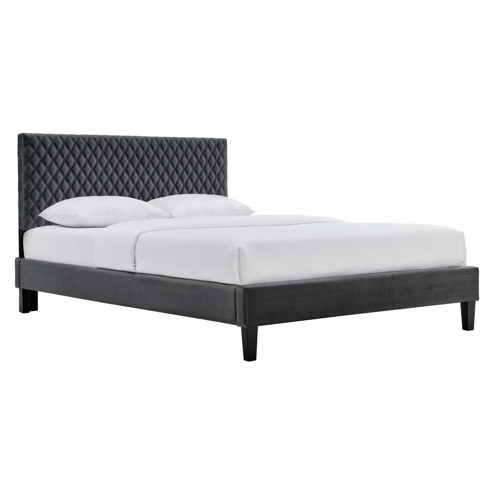 Garcelle Performance Velvet Queen Platform Bed By Modway - MOD-6289 | Beds | Modishstore - 1