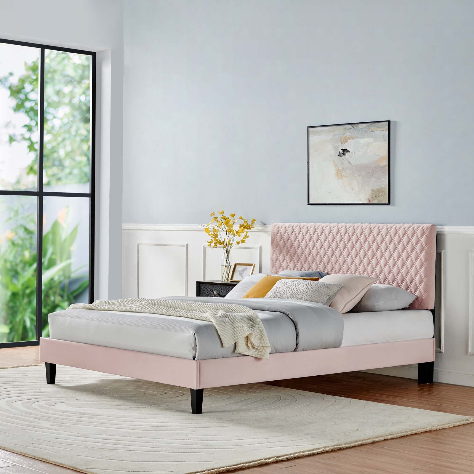 Garcelle Performance Velvet Queen Platform Bed By Modway - MOD-6289 | Beds | Modishstore - 44