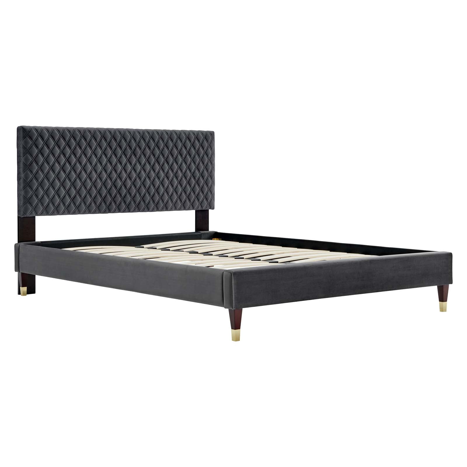 Garcelle Performance Velvet Queen Platform Bed By Modway - MOD-6290-CHA | Beds |  Modishstore - 3
