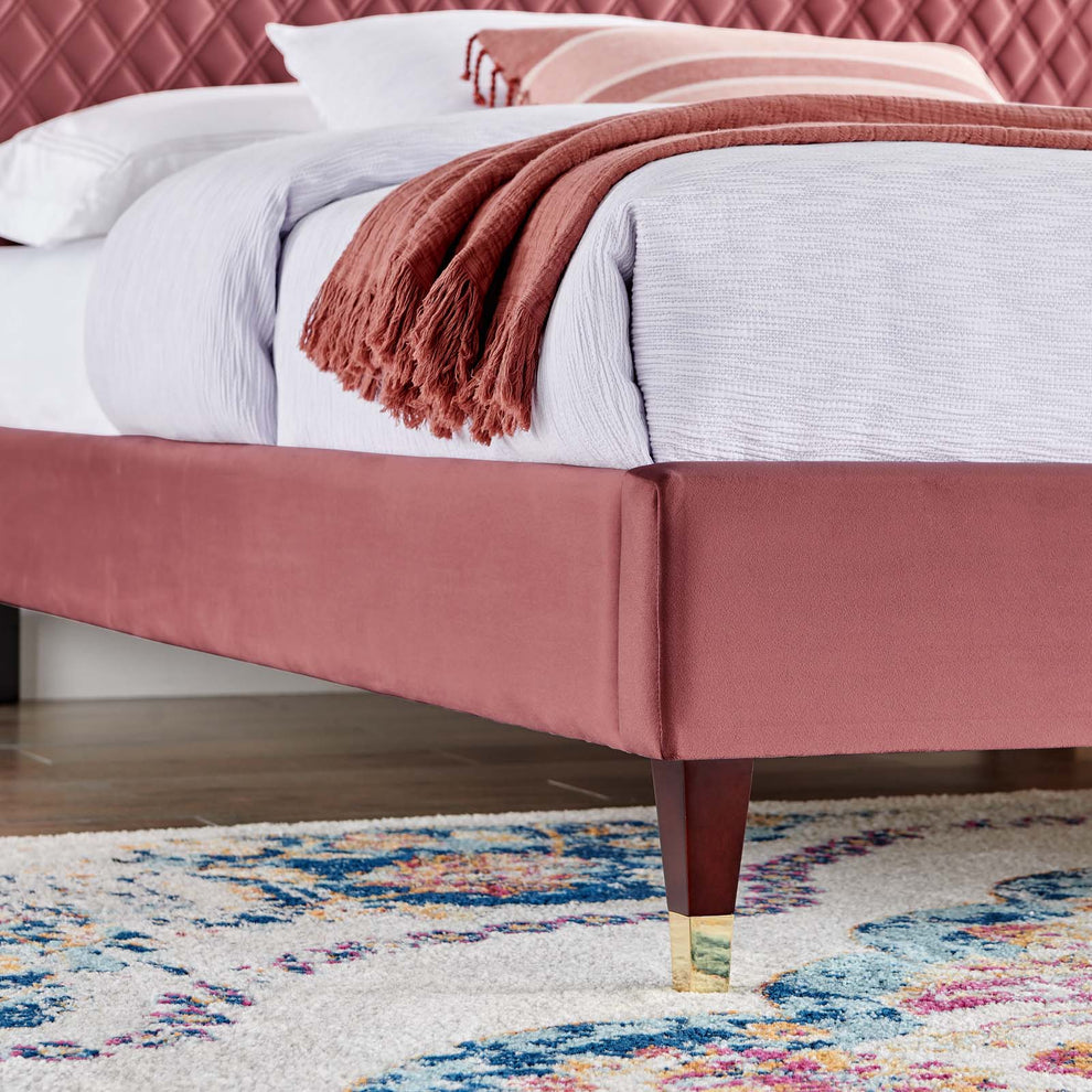 Garcelle Performance Velvet Queen Platform Bed By Modway - MOD-6290 | Beds | Modishstore - 12