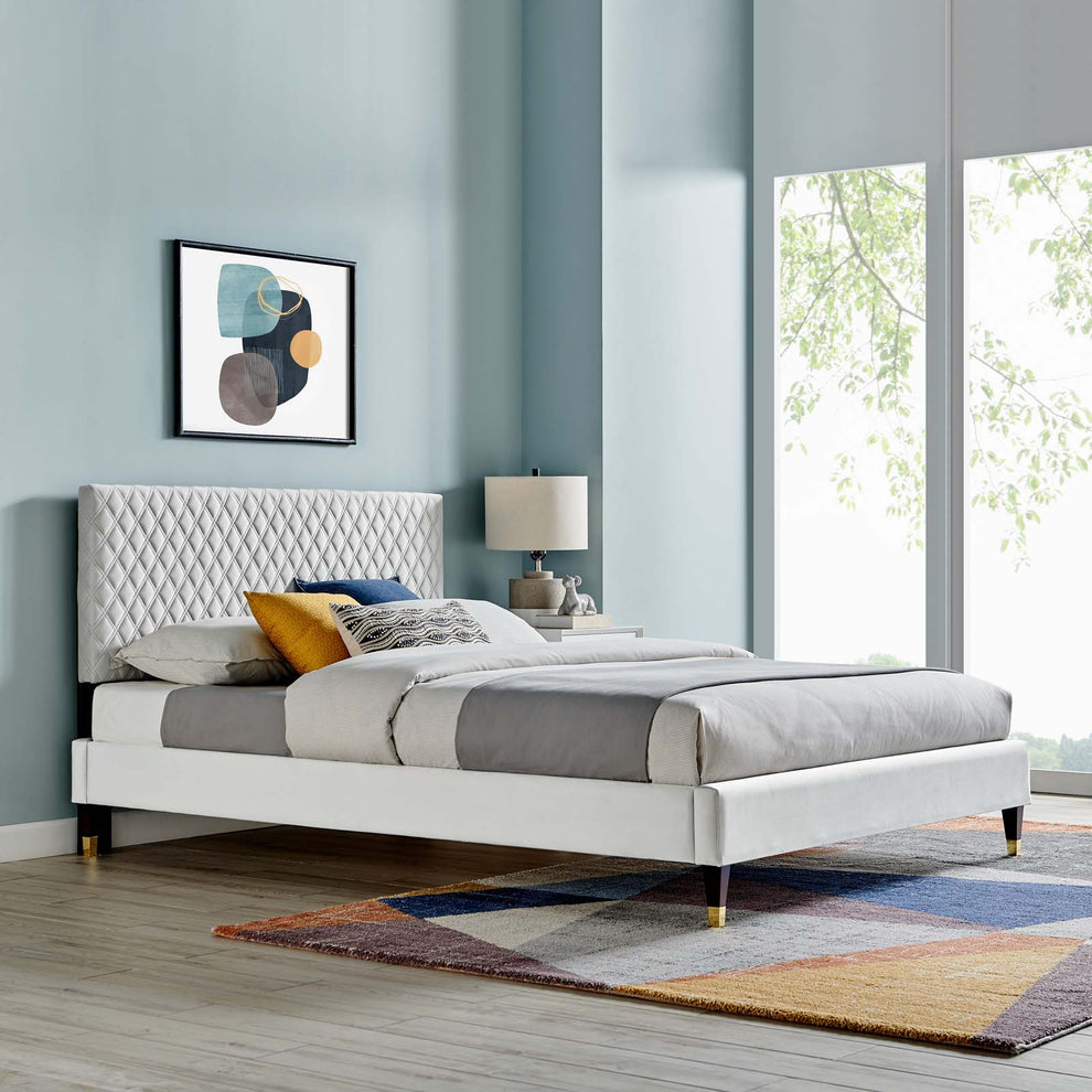 Garcelle Performance Velvet Queen Platform Bed By Modway - MOD-6290 | Beds | Modishstore - 19