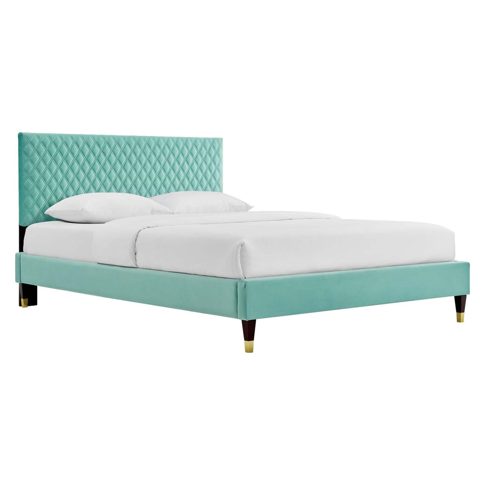 Garcelle Performance Velvet Queen Platform Bed By Modway - MOD-6290 | Beds | Modishstore - 20