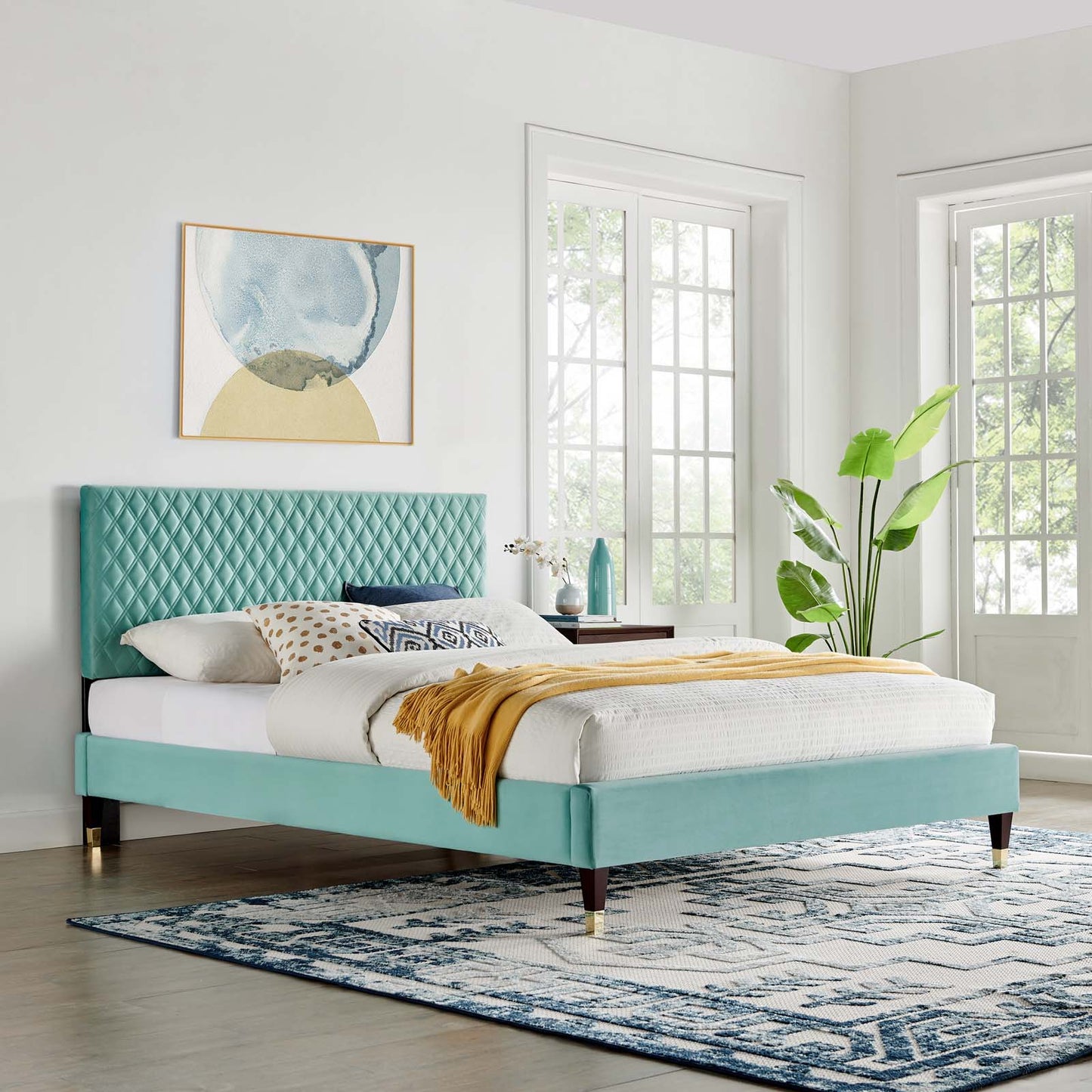 Garcelle Performance Velvet Queen Platform Bed By Modway - MOD-6290 | Beds | Modishstore - 25