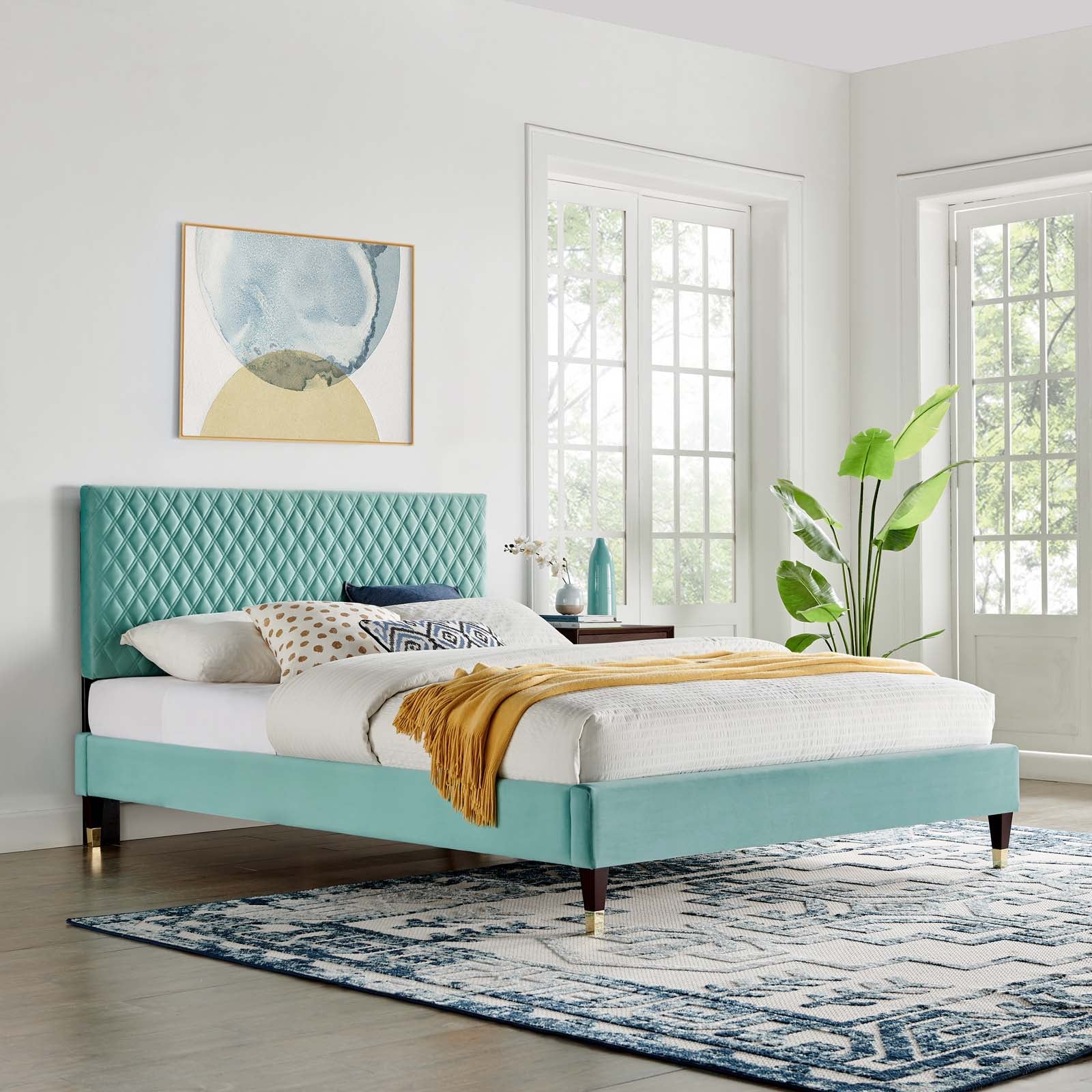 Garcelle Performance Velvet Queen Platform Bed By Modway - MOD-6290 | Beds | Modishstore - 25