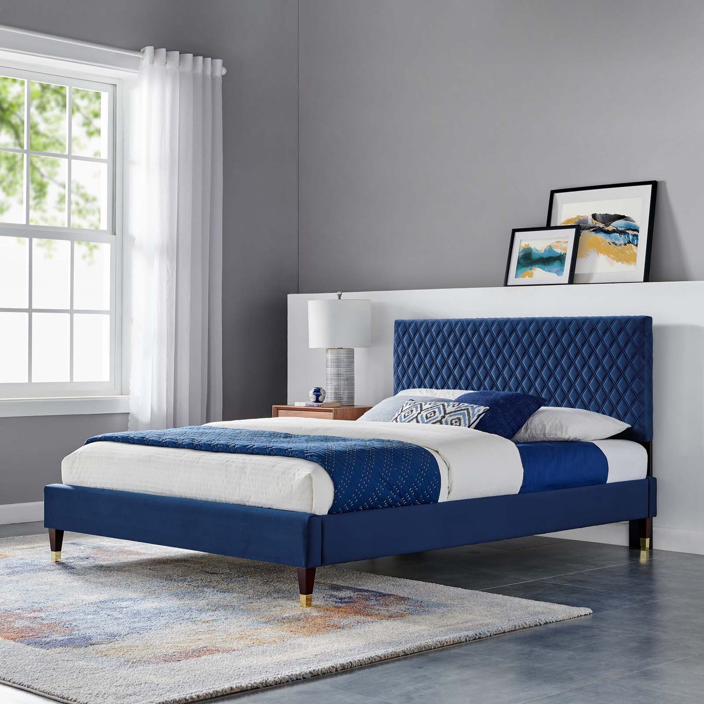 Garcelle Performance Velvet Queen Platform Bed By Modway - MOD-6290 | Beds | Modishstore - 31