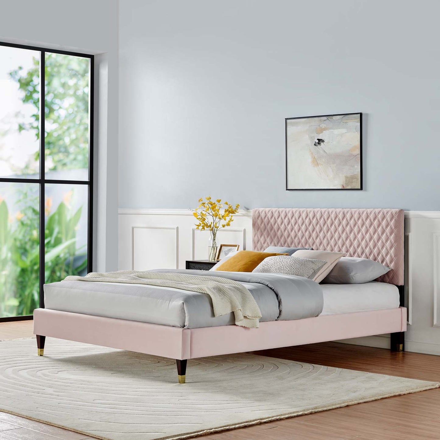 Garcelle Performance Velvet Queen Platform Bed By Modway - MOD-6290 | Beds | Modishstore - 37