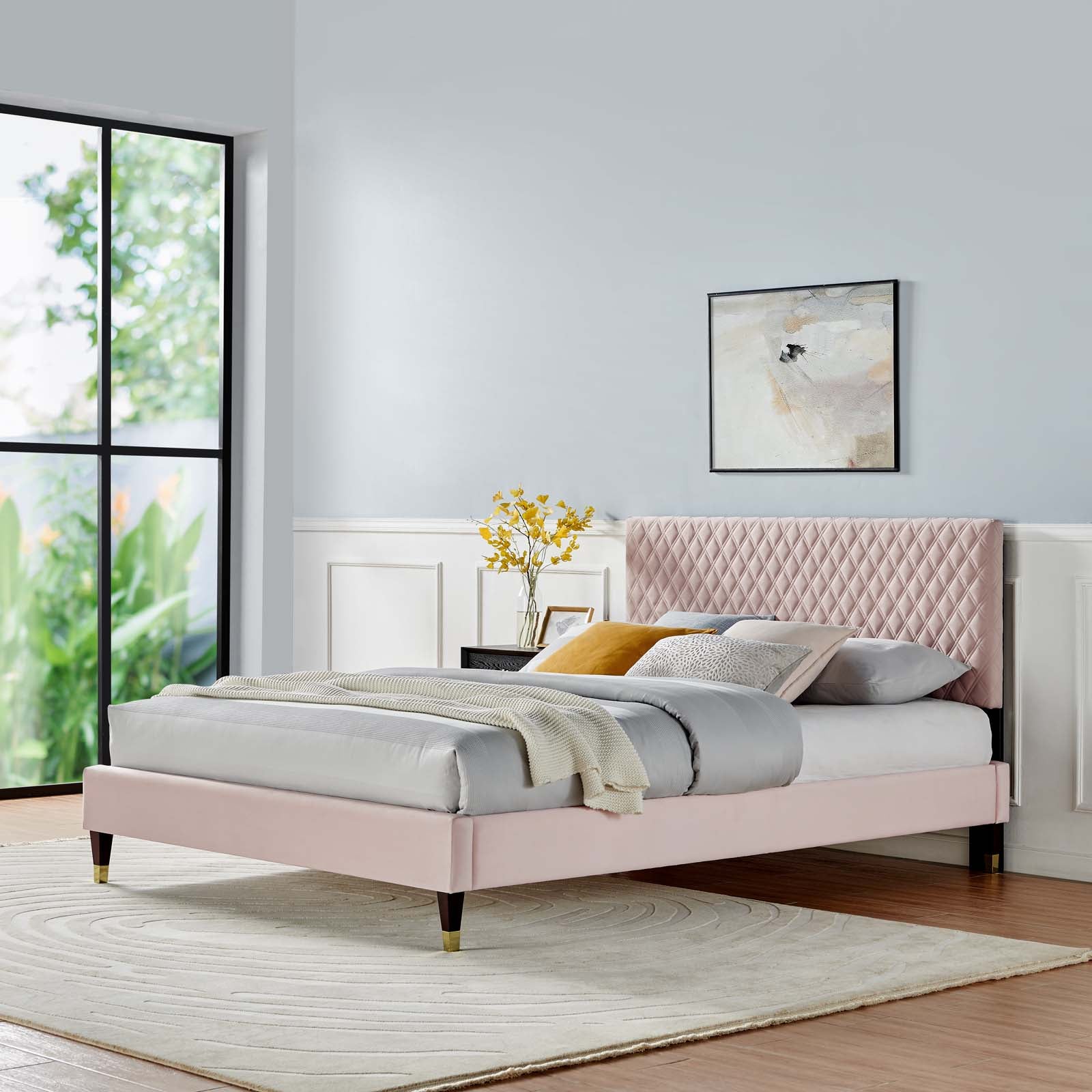 Garcelle Performance Velvet Queen Platform Bed By Modway - MOD-6290 | Beds | Modishstore - 37