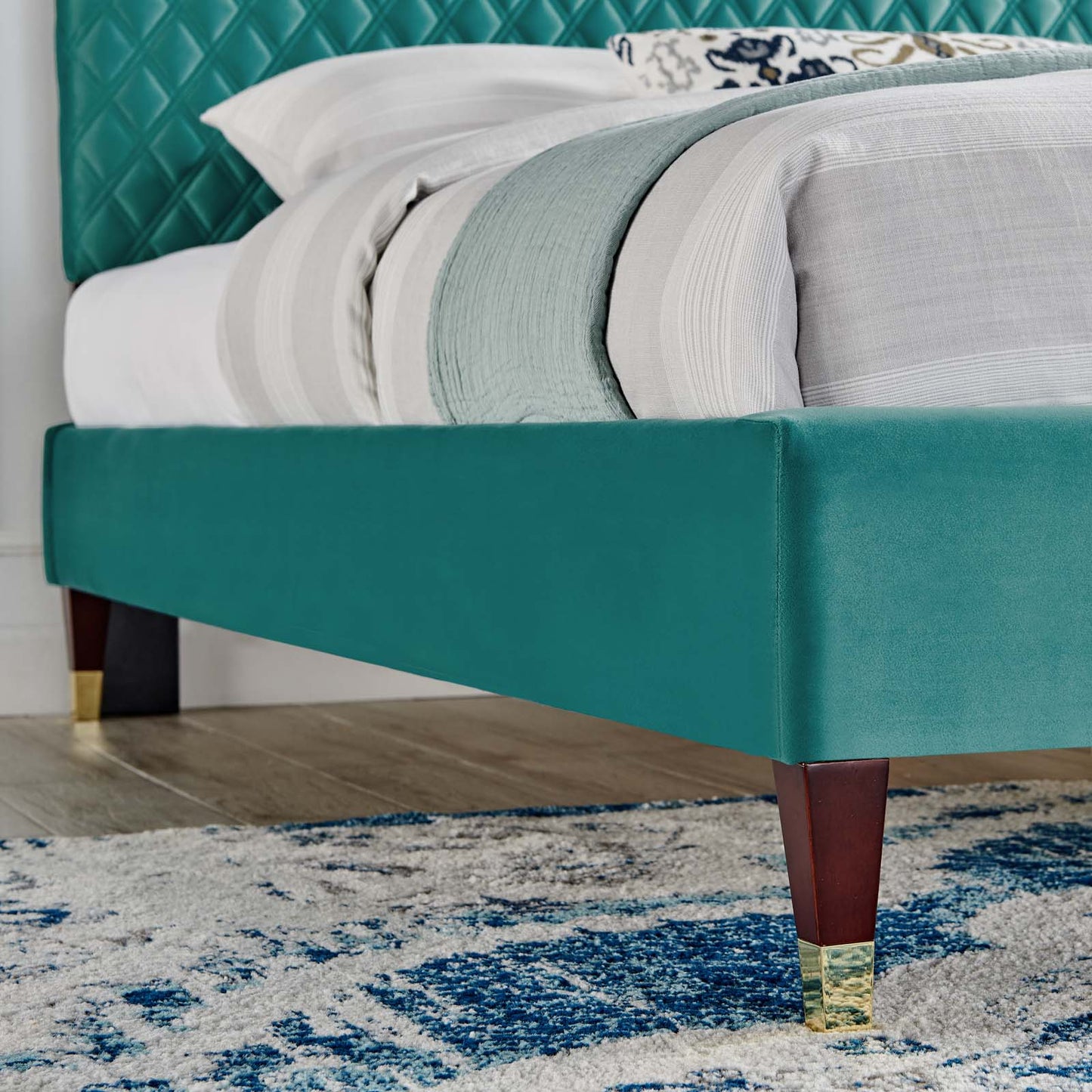 Garcelle Performance Velvet Queen Platform Bed By Modway - MOD-6290 | Beds | Modishstore - 43