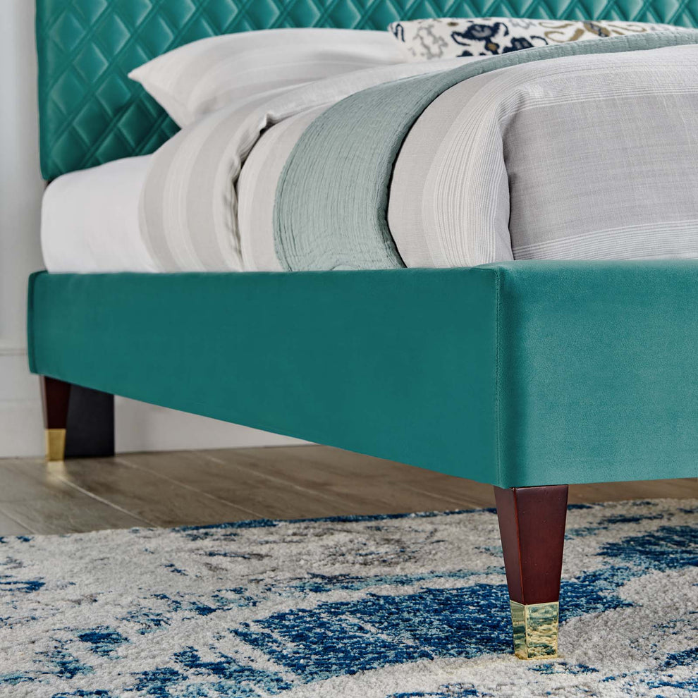 Garcelle Performance Velvet Queen Platform Bed By Modway - MOD-6290 | Beds | Modishstore - 43