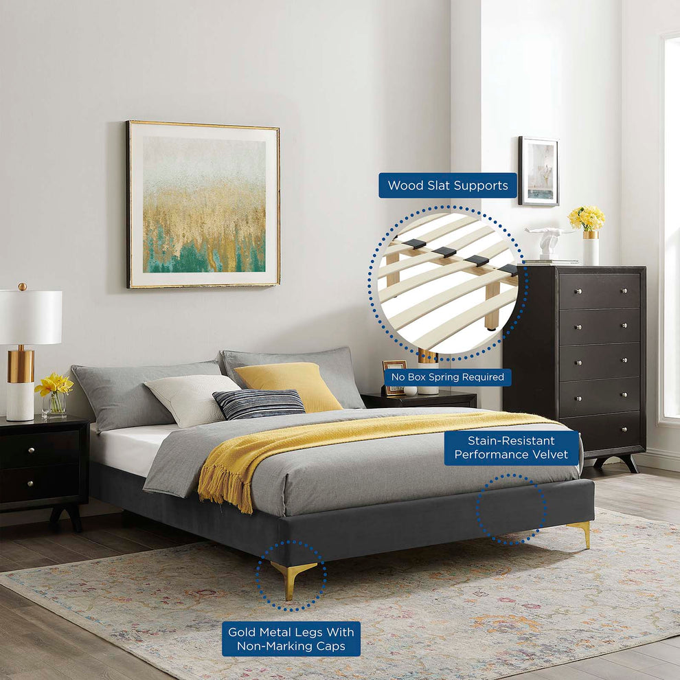 Modway Sutton King Performance Velvet Bed Frame - MOD-6307 | Modishstore - 7