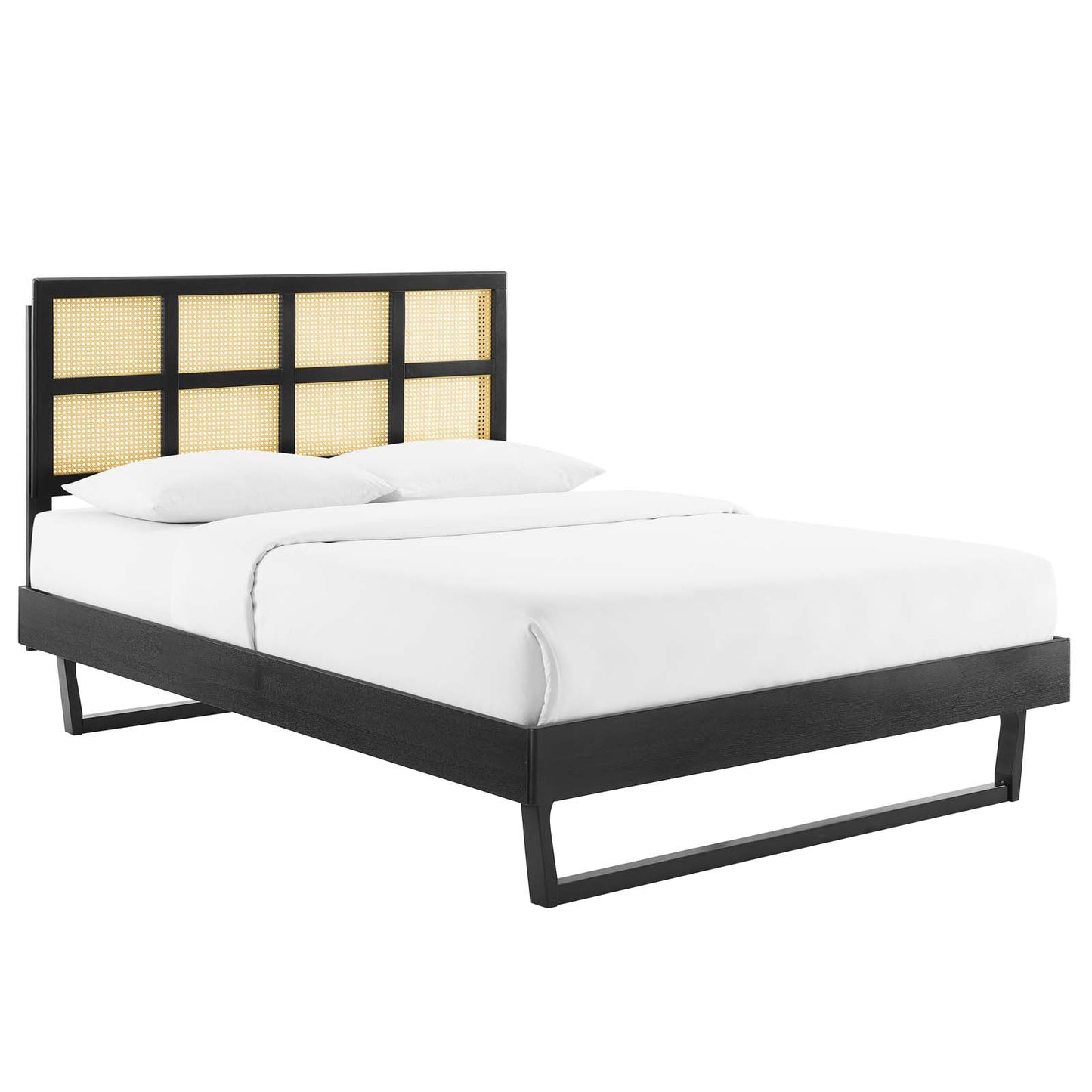 Sidney Cane and Wood Queen Platform Bed With Angular Legs By Modway | Beds | Modishstore-2
