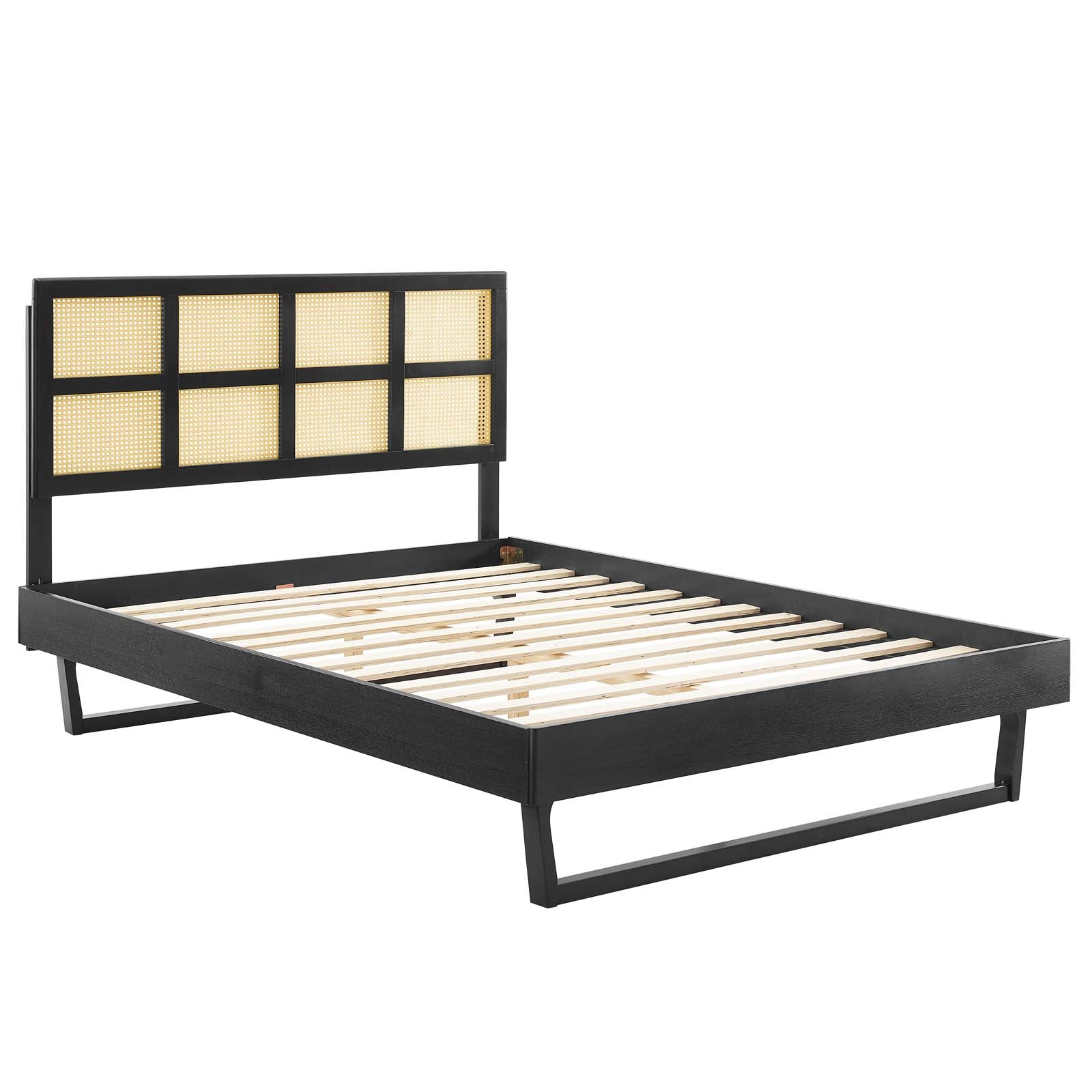 Sidney Cane and Wood Queen Platform Bed With Angular Legs By Modway | Beds | Modishstore-3