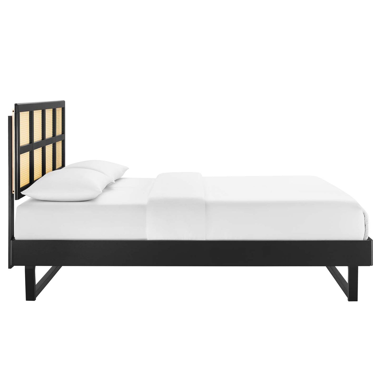 Sidney Cane and Wood Queen Platform Bed With Angular Legs By Modway | Beds | Modishstore-4