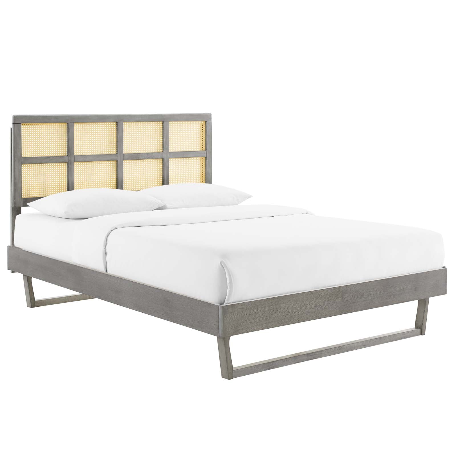 Sidney Cane and Wood Queen Platform Bed With Angular Legs By Modway | Beds | Modishstore-7