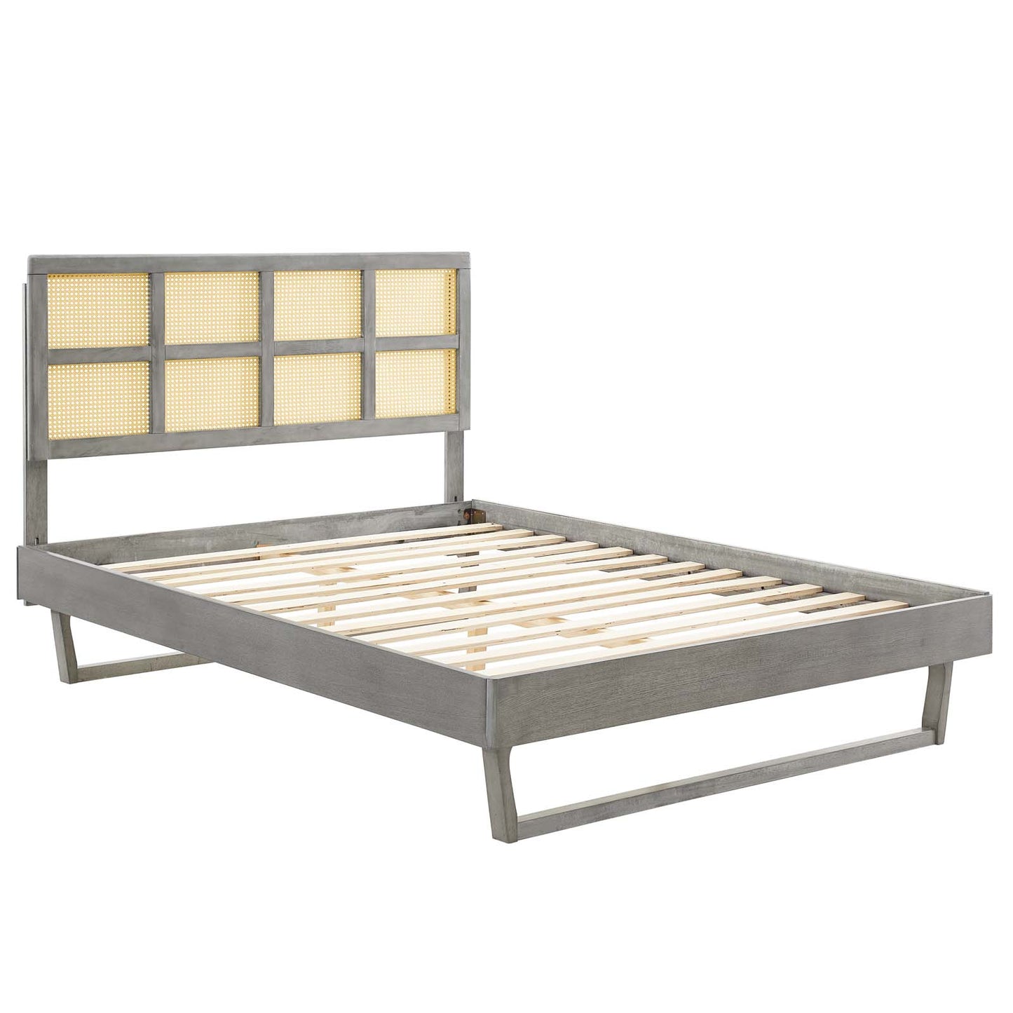 Sidney Cane and Wood Queen Platform Bed With Angular Legs By Modway | Beds | Modishstore-8