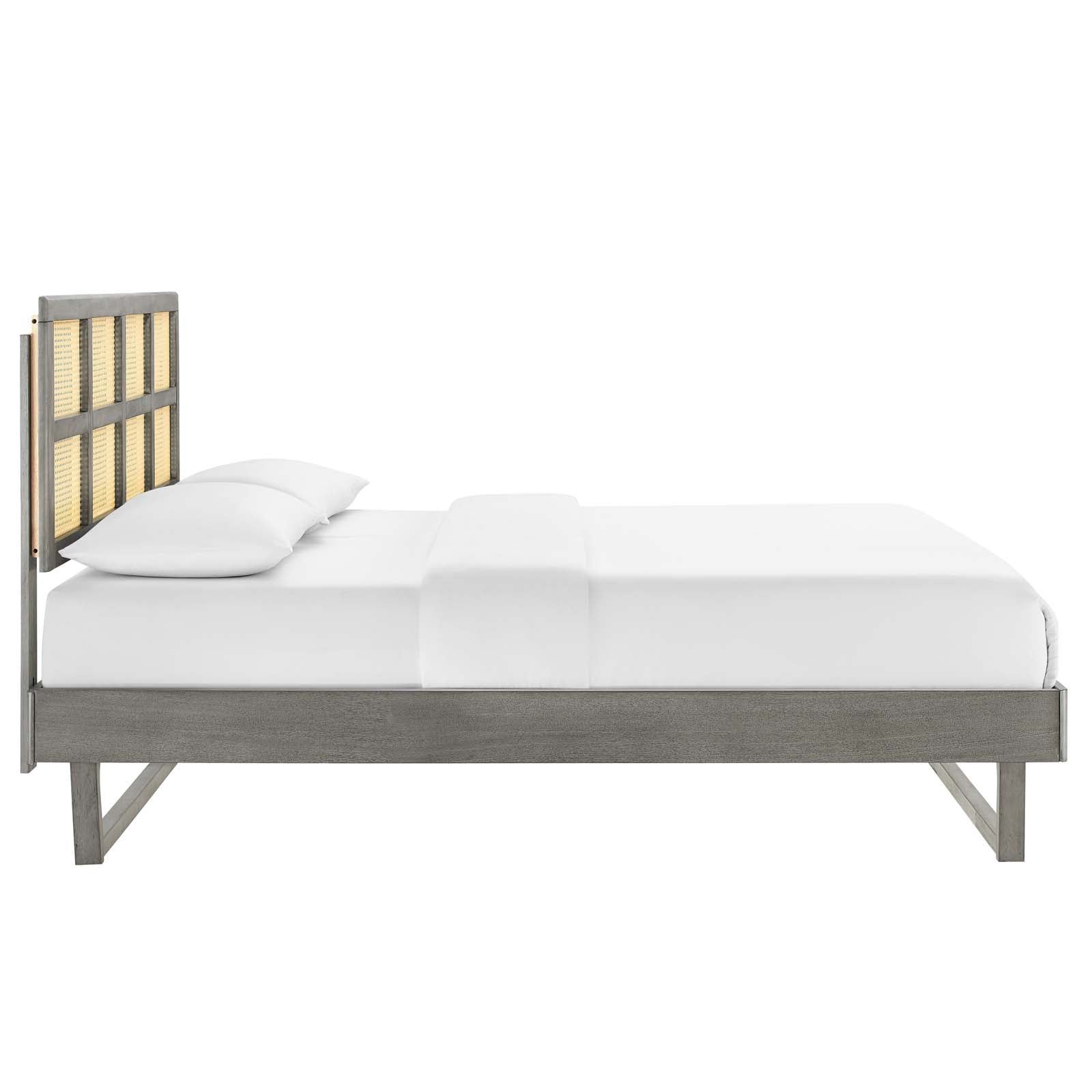 Sidney Cane and Wood Queen Platform Bed With Angular Legs By Modway - MOD-6369 | Beds | Modishstore - 9