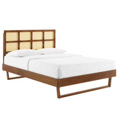 Sidney Cane and Wood Queen Platform Bed With Angular Legs By Modway | Beds | Modishstore-12