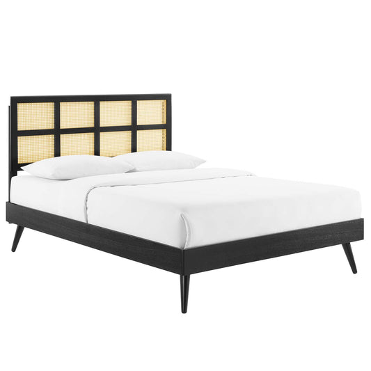Modway Sidney Cane and Wood Queen Platform Bed With Splayed Legs | Beds | Modishstore
