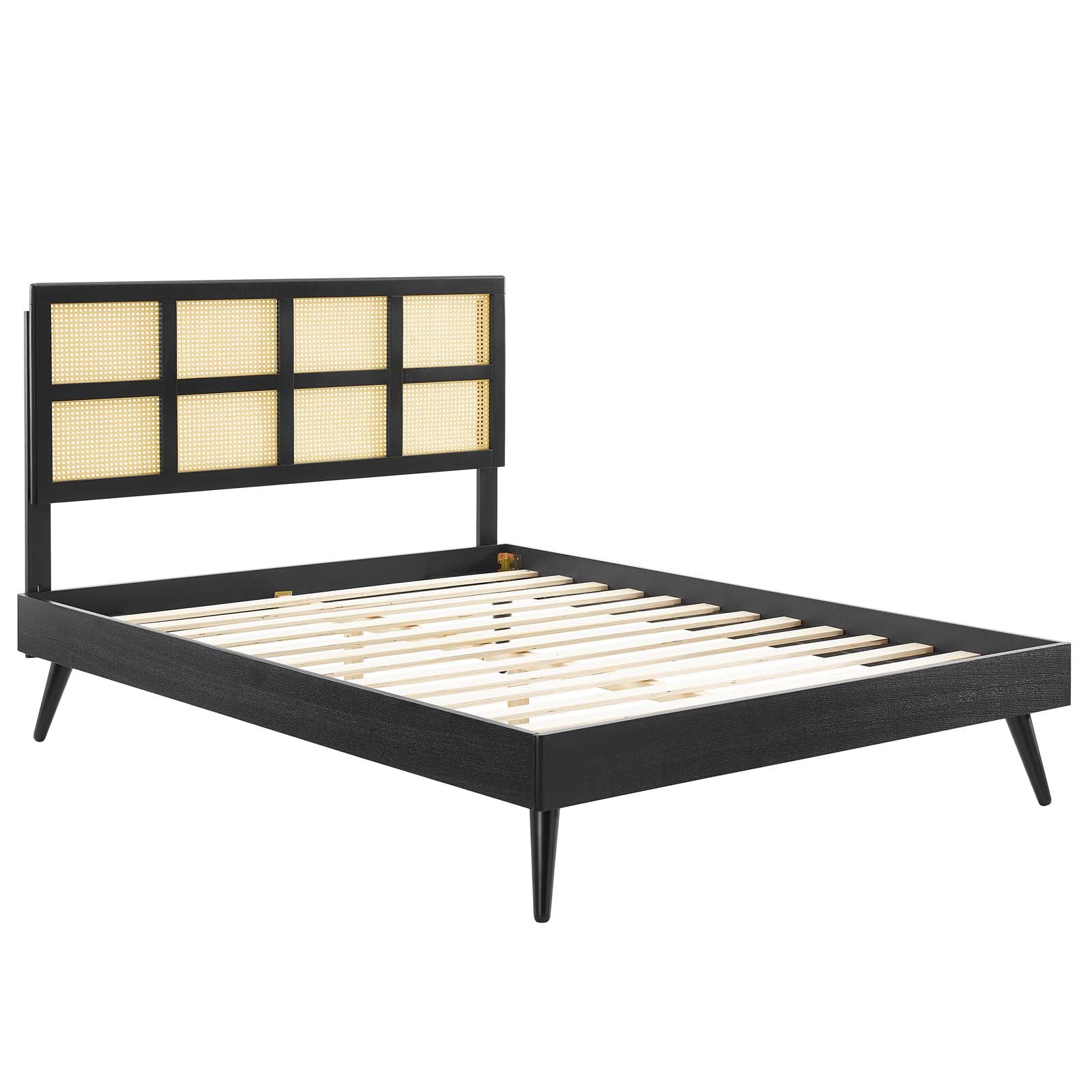 Modway Sidney Cane and Wood Queen Platform Bed With Splayed Legs - MOD-6370 | Beds | Modishstore - 2