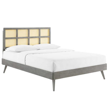 Modway Sidney Cane and Wood Queen Platform Bed With Splayed Legs - MOD-6370 | Beds | Modishstore - 4