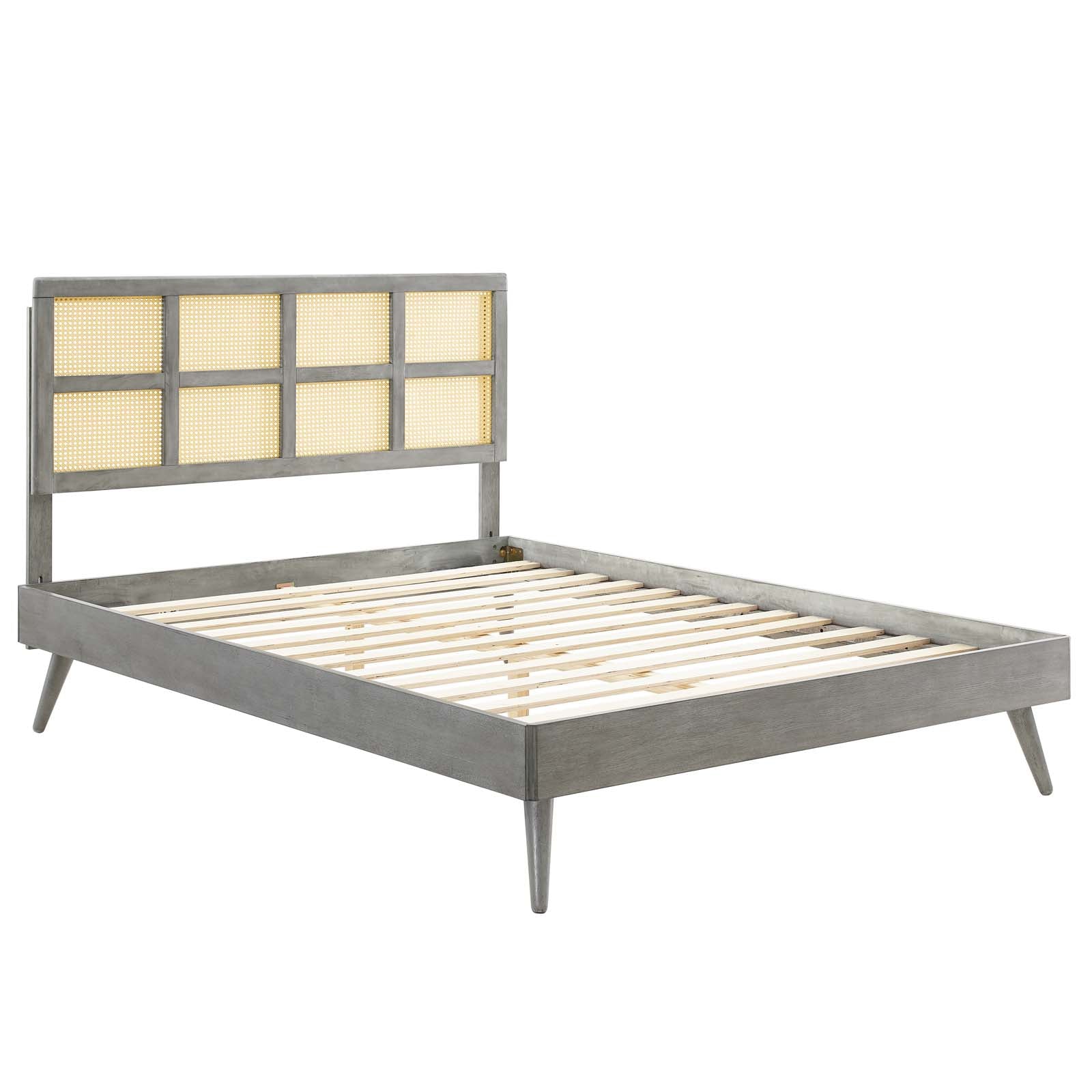 Modway Sidney Cane and Wood Queen Platform Bed With Splayed Legs - MOD-6370 | Beds | Modishstore - 5