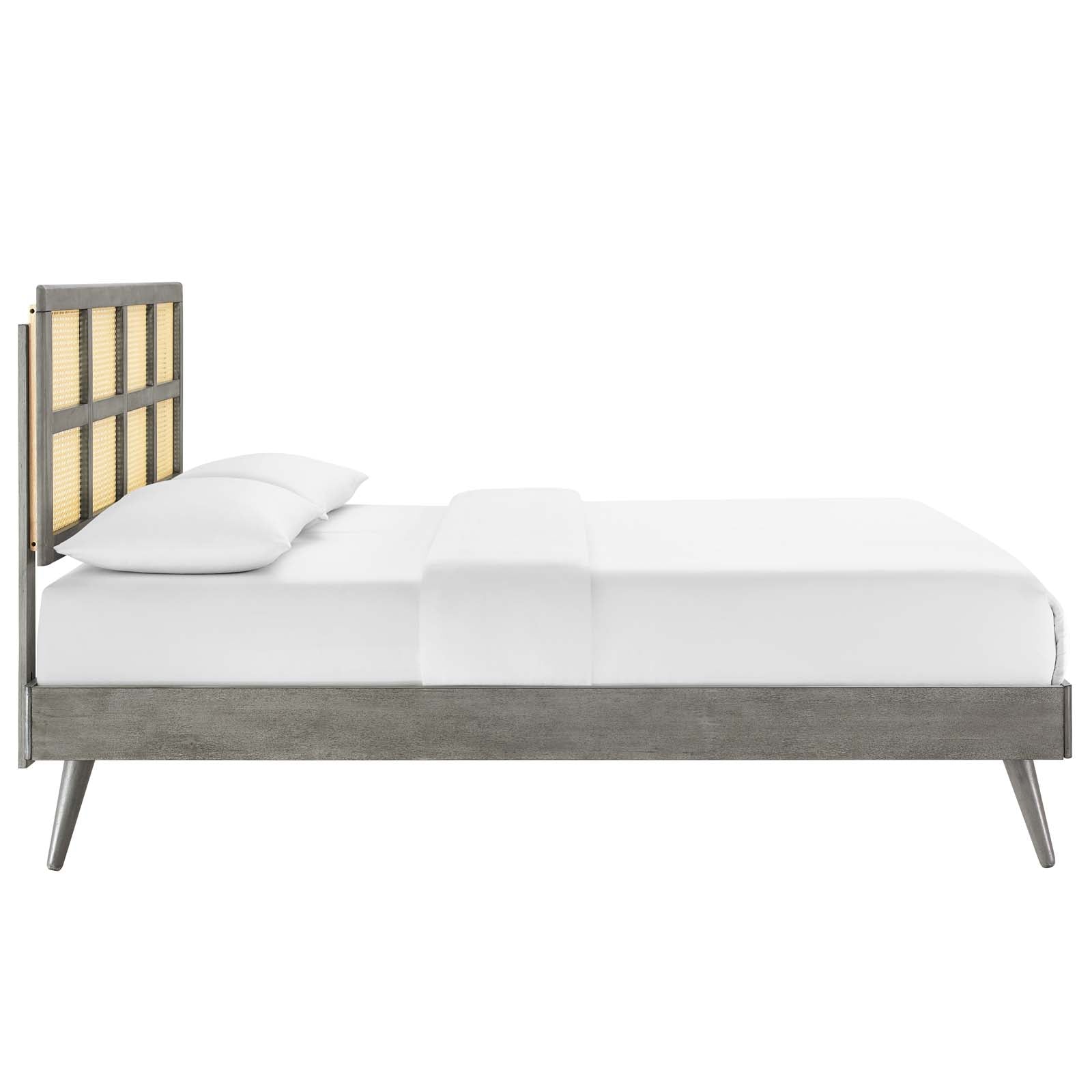 Modway Sidney Cane and Wood Queen Platform Bed With Splayed Legs - MOD-6370 | Beds | Modishstore - 6