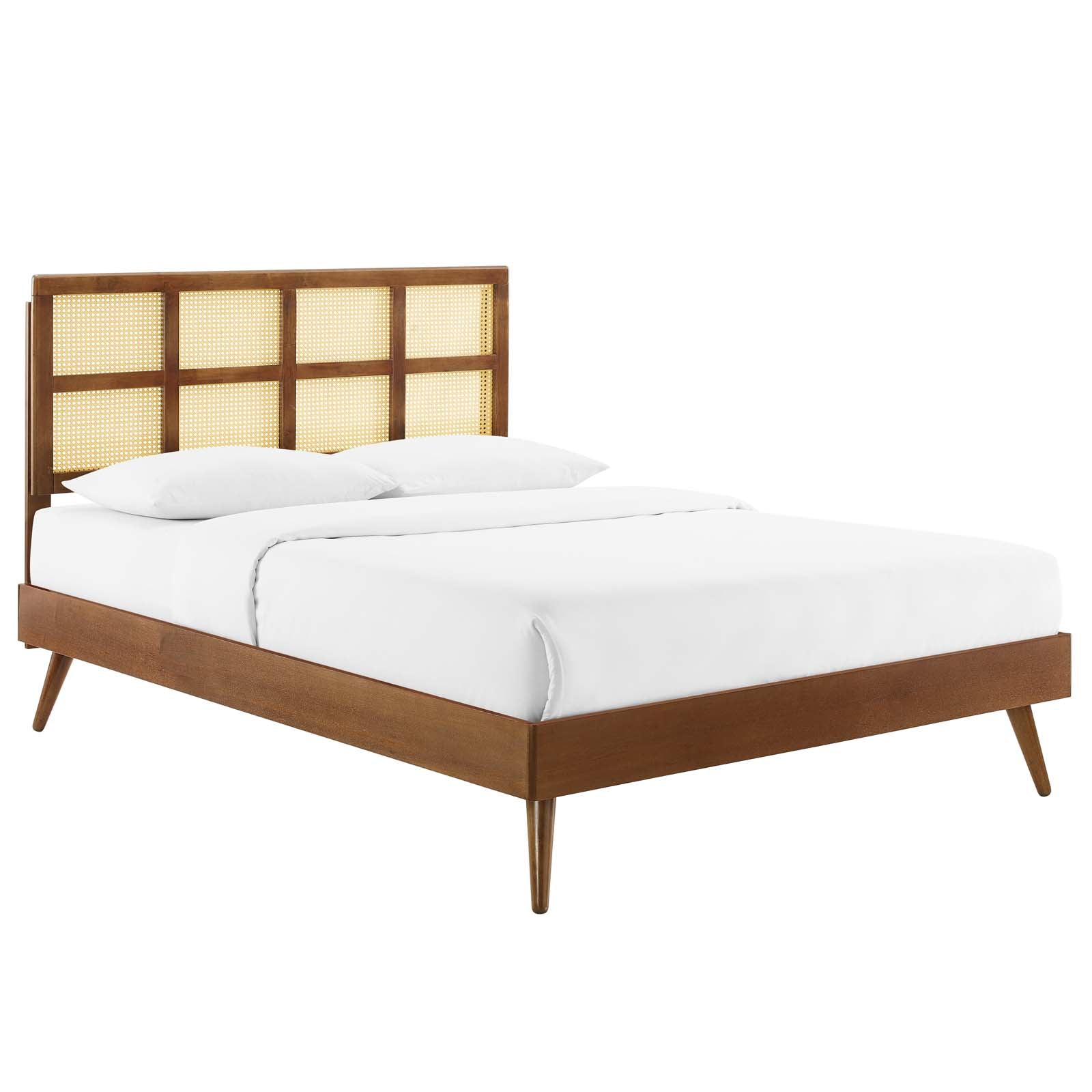 Modway Sidney Cane and Wood Queen Platform Bed With Splayed Legs - MOD-6370 | Beds | Modishstore - 7