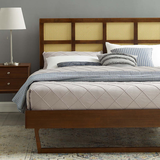 Sidney Cane and Wood Full Platform Bed With Angular Legs By Modway - MOD-6371 | Beds | Modishstore