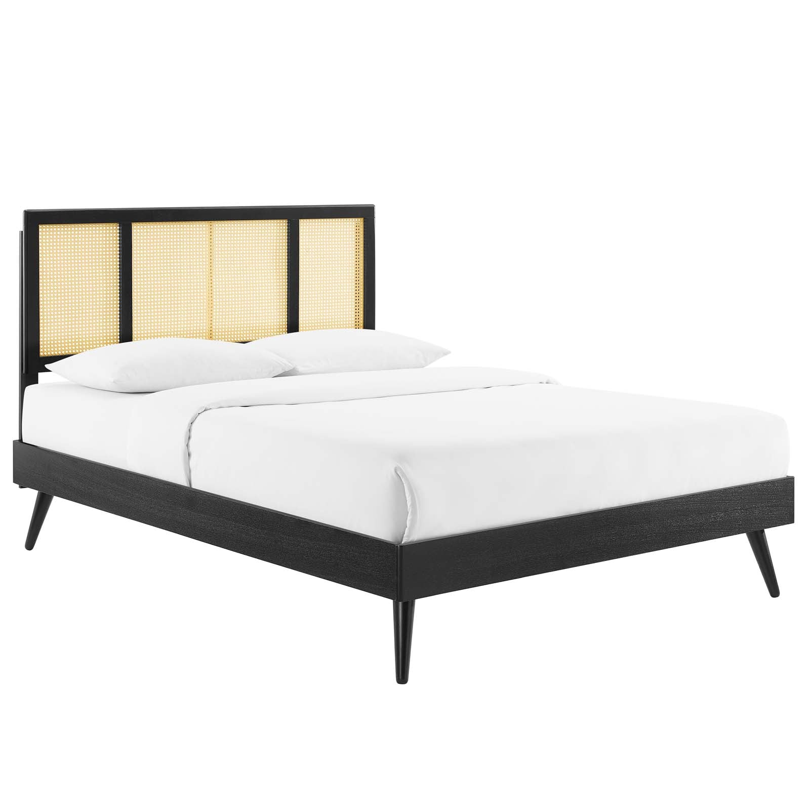 Modway Kelsea Cane and Wood Queen Platform Bed With Splayed Legs | Beds | Modishstore