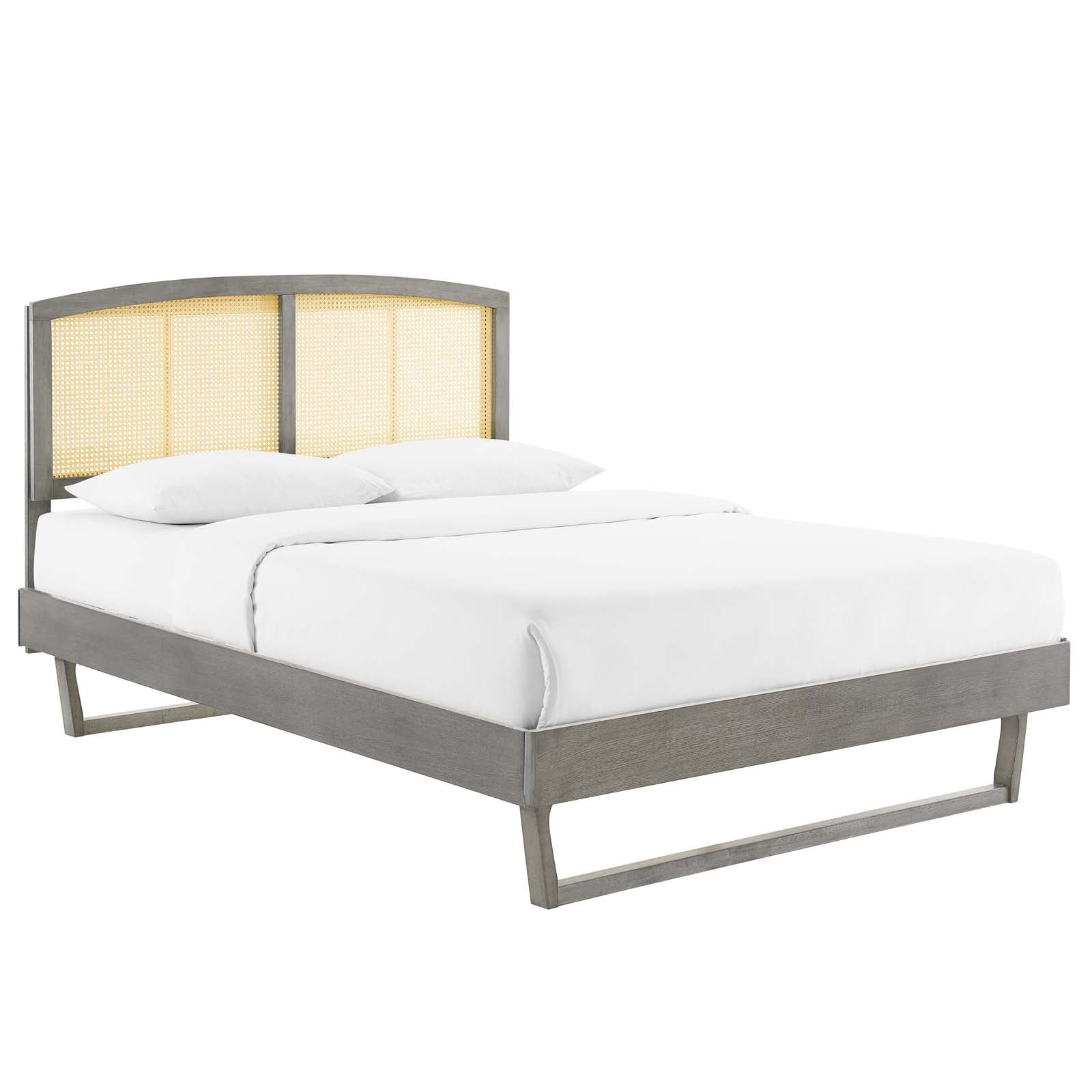 Sierra Cane and Wood Queen Platform Bed With Angular Legs By Modway | Beds | Modishstore-2