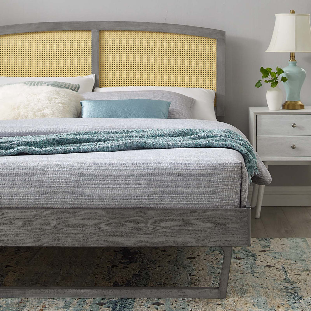 Sierra Cane and Wood Queen Platform Bed With Angular Legs By Modway - MOD-6375 | Beds | Modishstore - 1