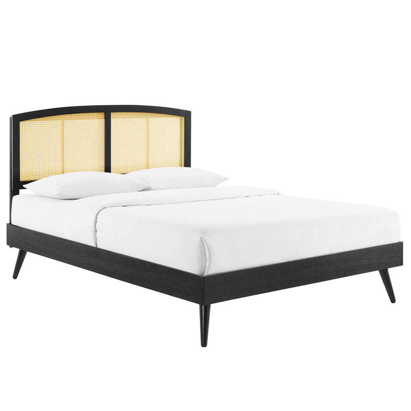 Sierra Cane and Wood Queen Platform Bed With Splayed Legs By Modway | Beds | Modishstore-2
