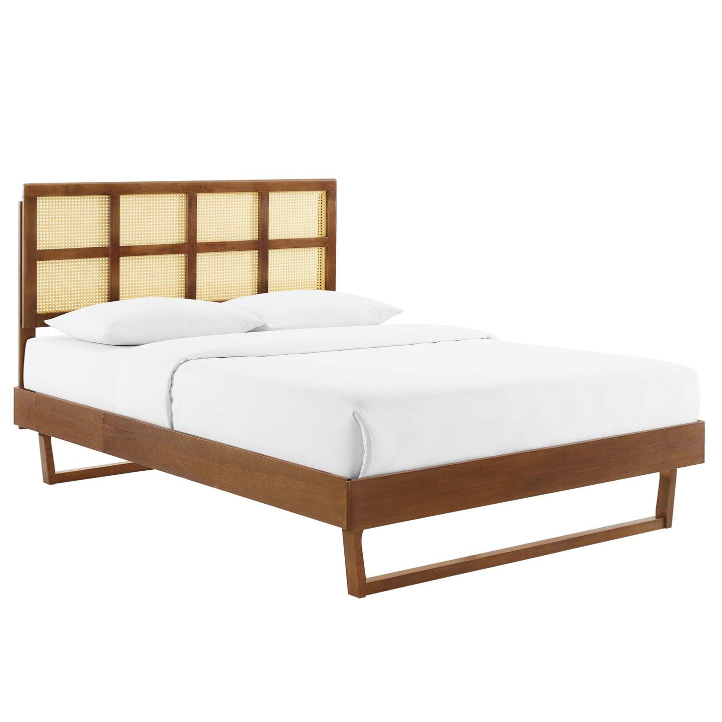 Sidney Cane and Wood King Platform Bed With Angular Legs By Modway - MOD-6377 | Beds | Modishstore - 1