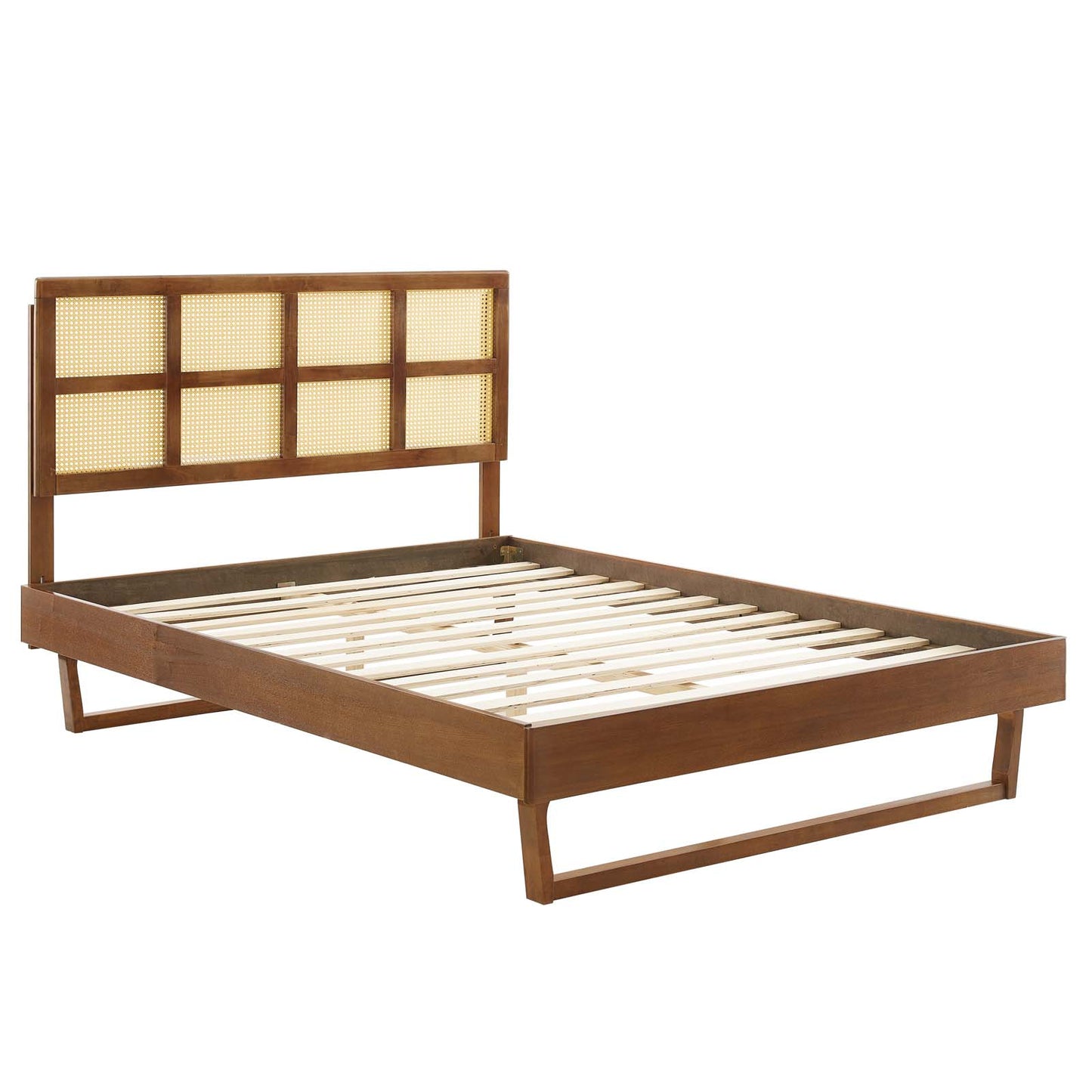 Sidney Cane and Wood King Platform Bed With Angular Legs By Modway | Beds | Modishstore-8