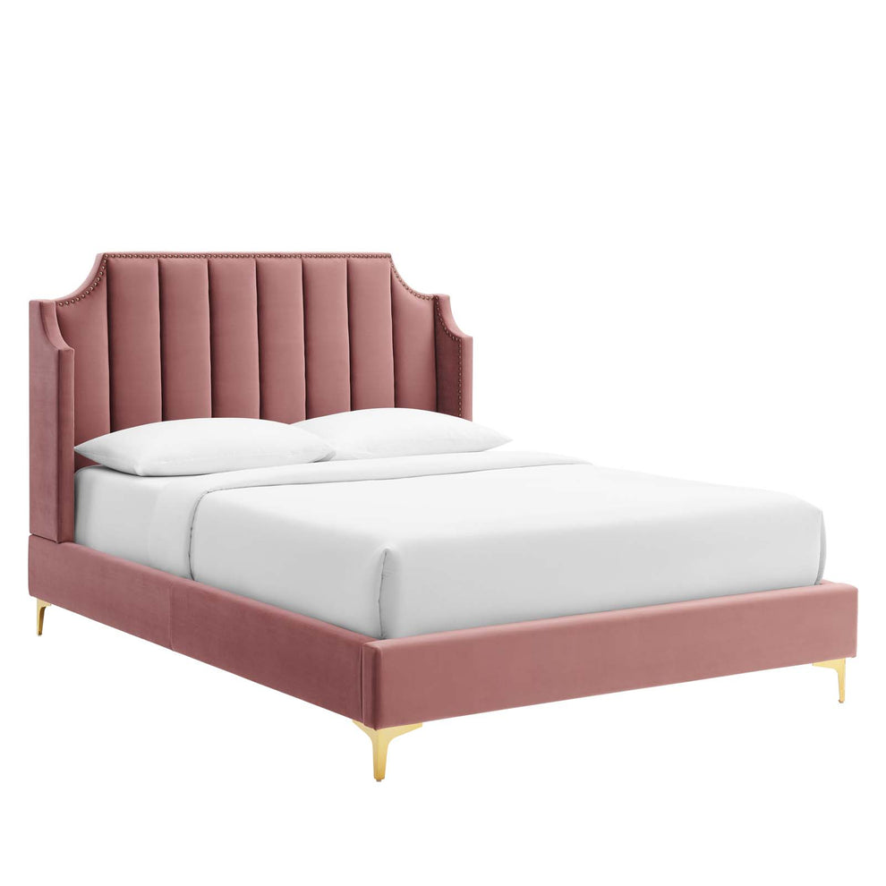Modway Daniella Performance Velvet Queen Platform Bed - MOD-6412 | Modishstore - 1