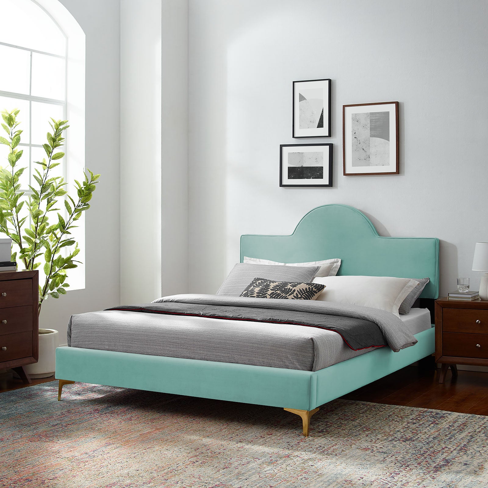 Sunny Performance Velvet Queen Bed By Modway | Beds | Modishstore-29