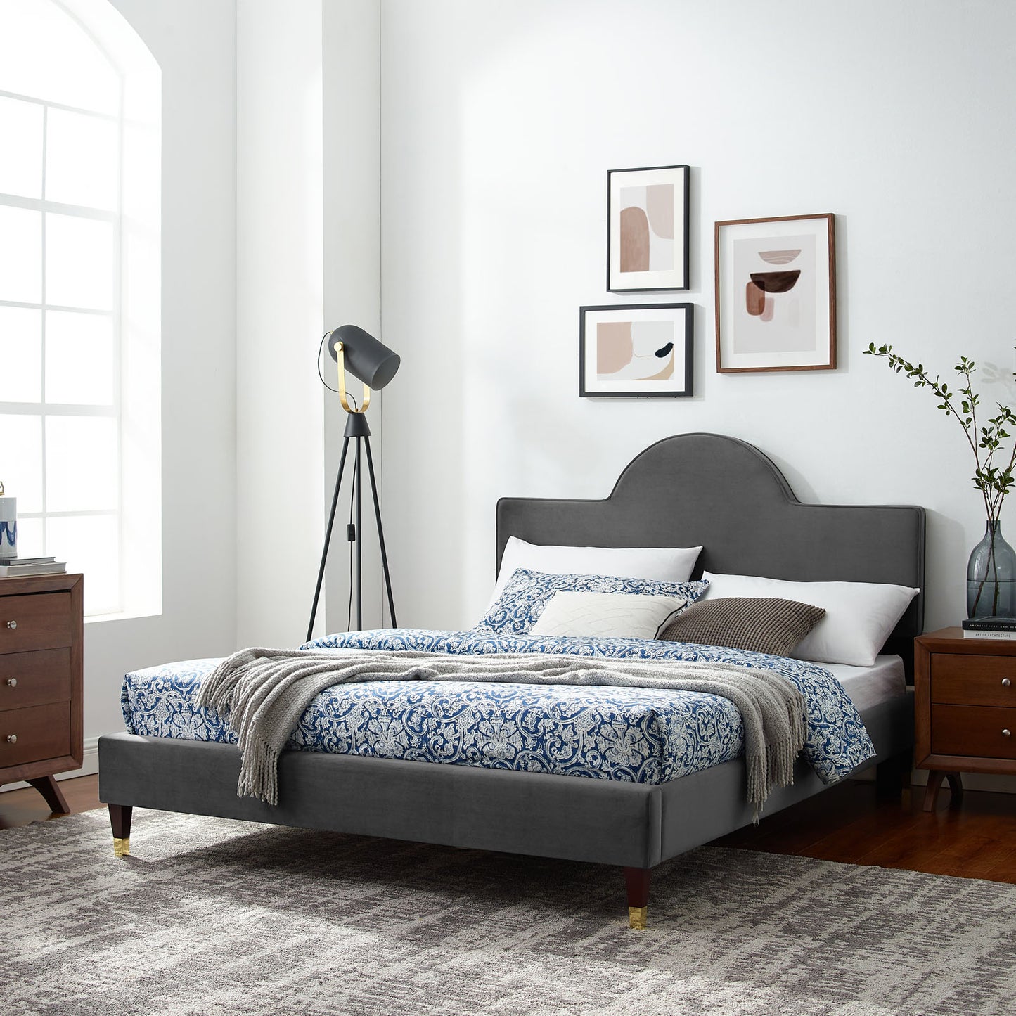 Aurora Performance Velvet Queen Bed By Modway - MOD-6517 | Beds | Modishstore - 1