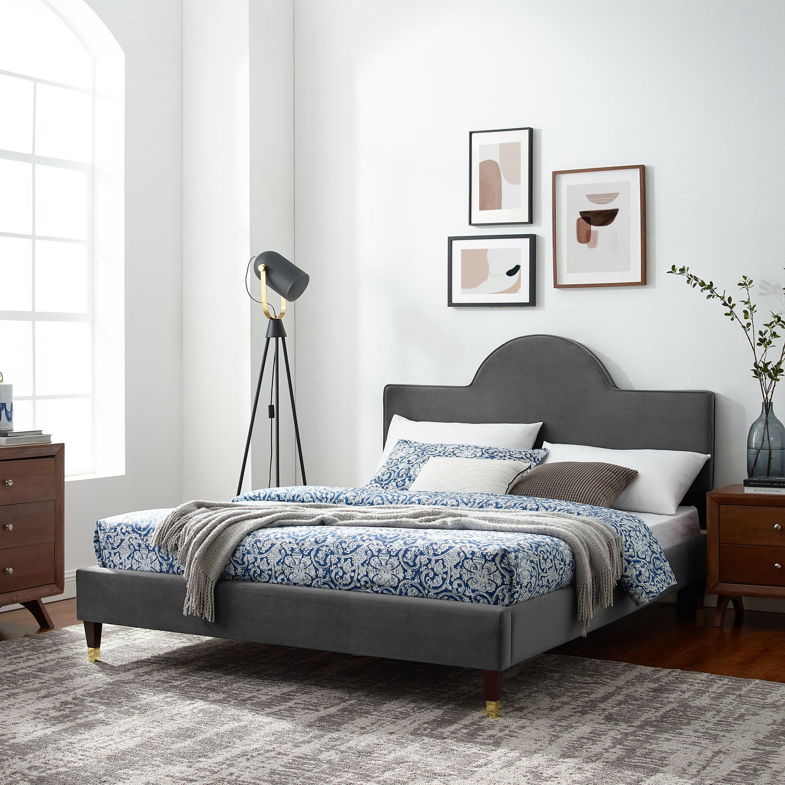 Aurora Performance Velvet Queen Bed By Modway - MOD-6517 | Beds | Modishstore - 1