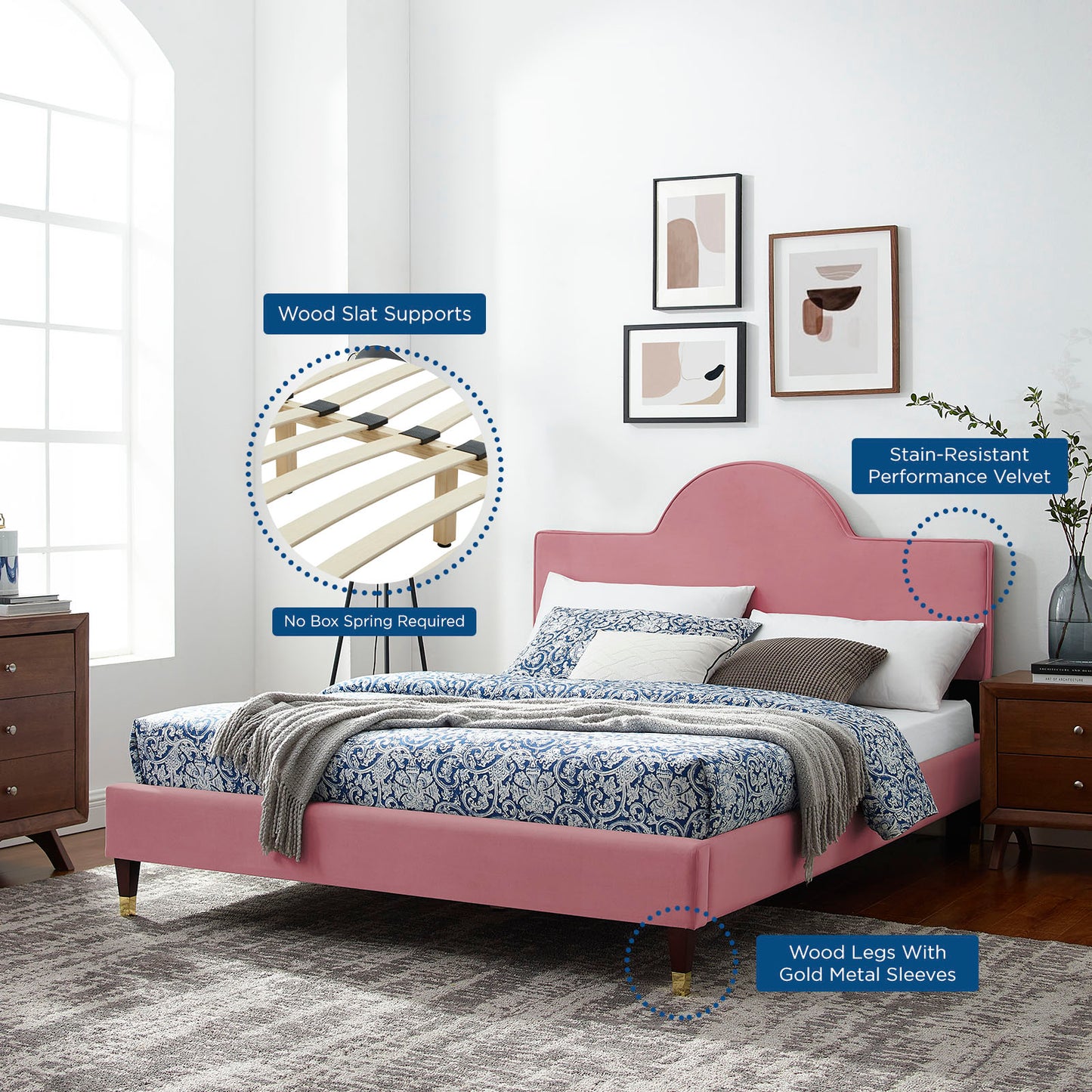 Aurora Performance Velvet Queen Bed By Modway - MOD-6517 | Beds | Modishstore - 18