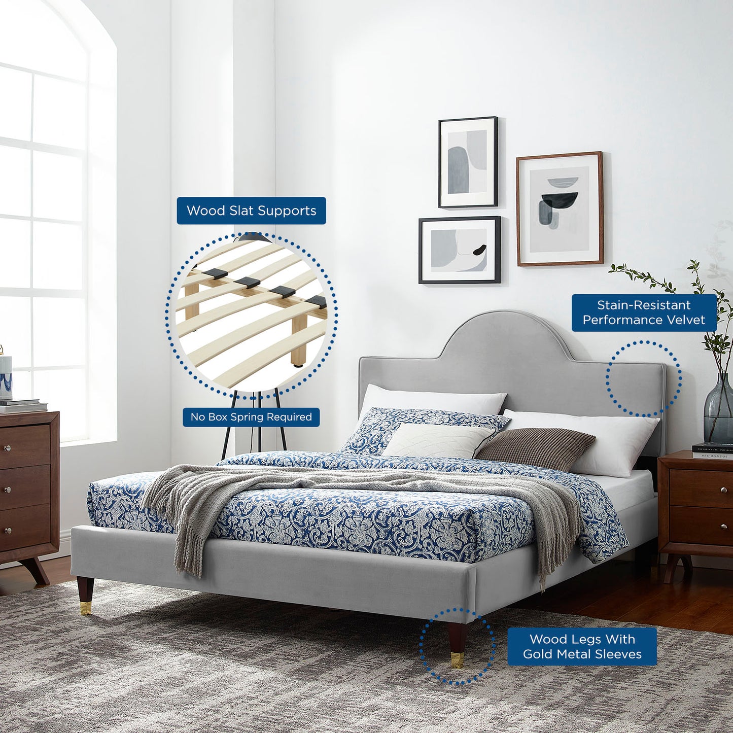 Aurora Performance Velvet Queen Bed By Modway - MOD-6517 | Beds | Modishstore - 27